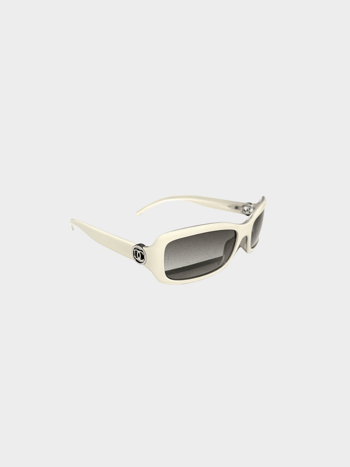 Chanel 2000s White CC Rectangle Sunglasses