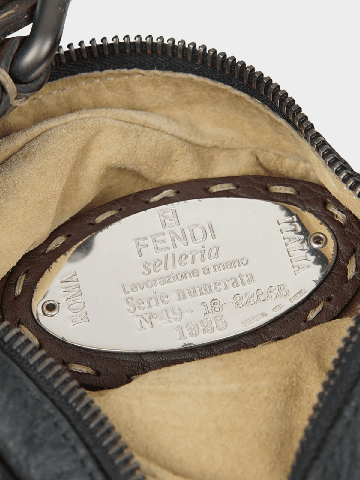 Fendi FW 2002 Oyster Exotic Stingray Trimmed Leather Bag