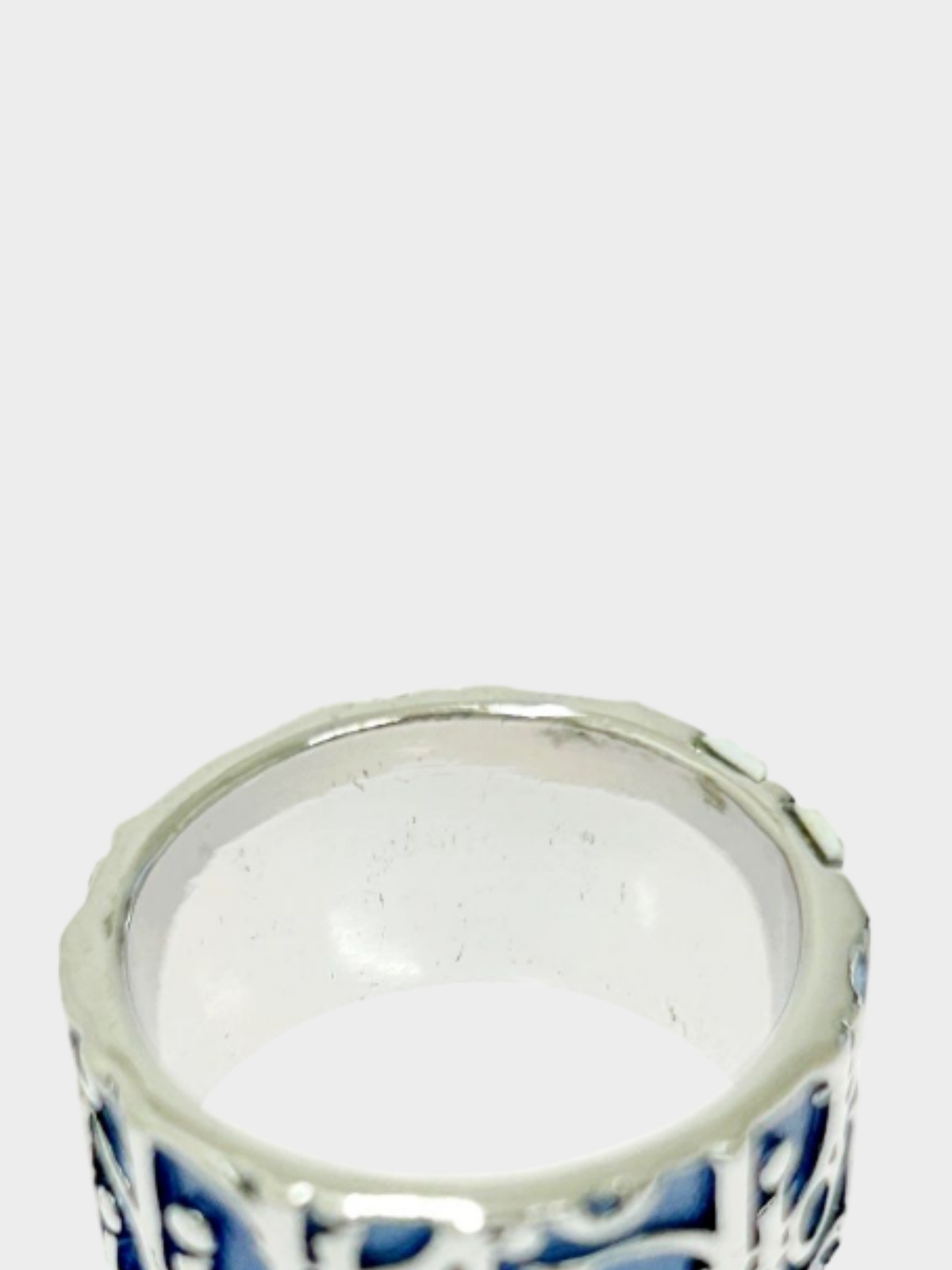 Christian Dior 2000s Blue Trotter Logo Design Ring