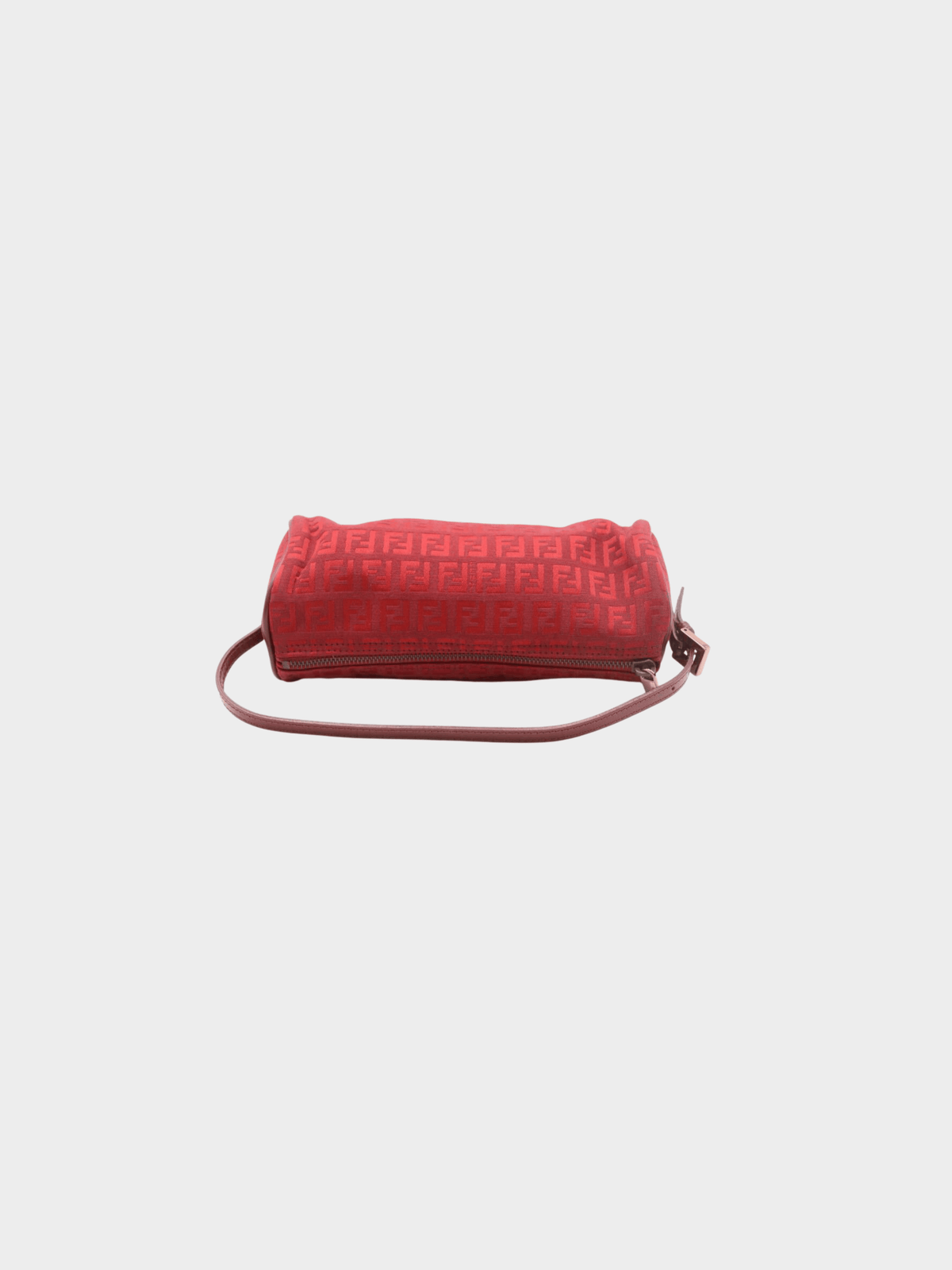 Fendi 2000s Cherry Red Zucchino Barrel Pochette Bag