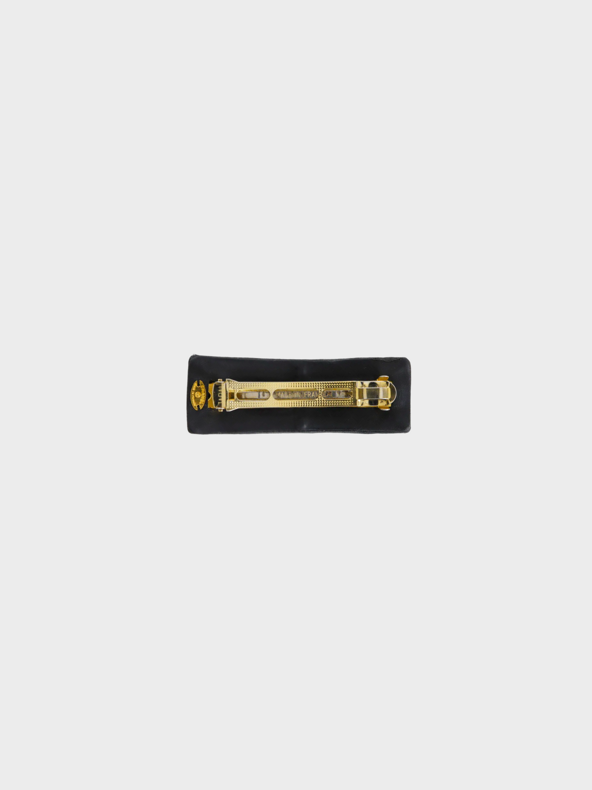 Chanel 1990s Coco Mark Black Suede Barrette