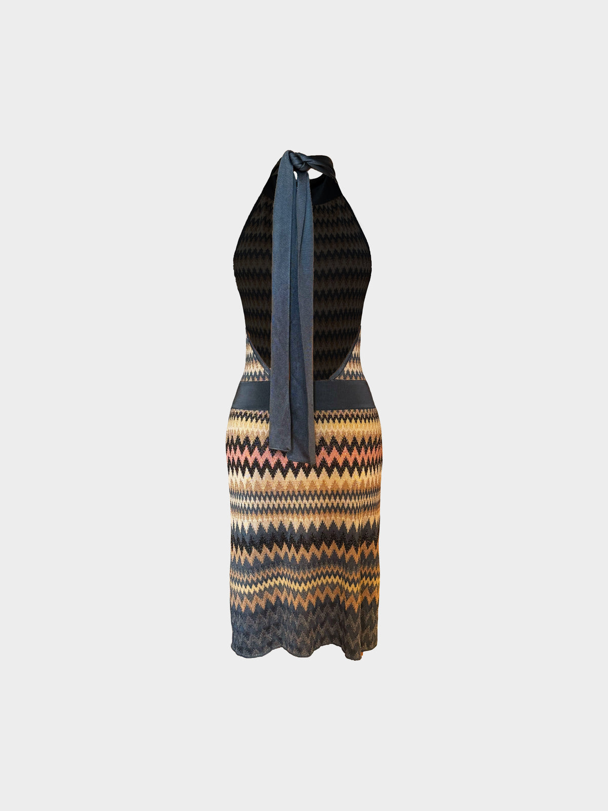 Missoni 2000s Multicolor Chevron Print Halter Dress