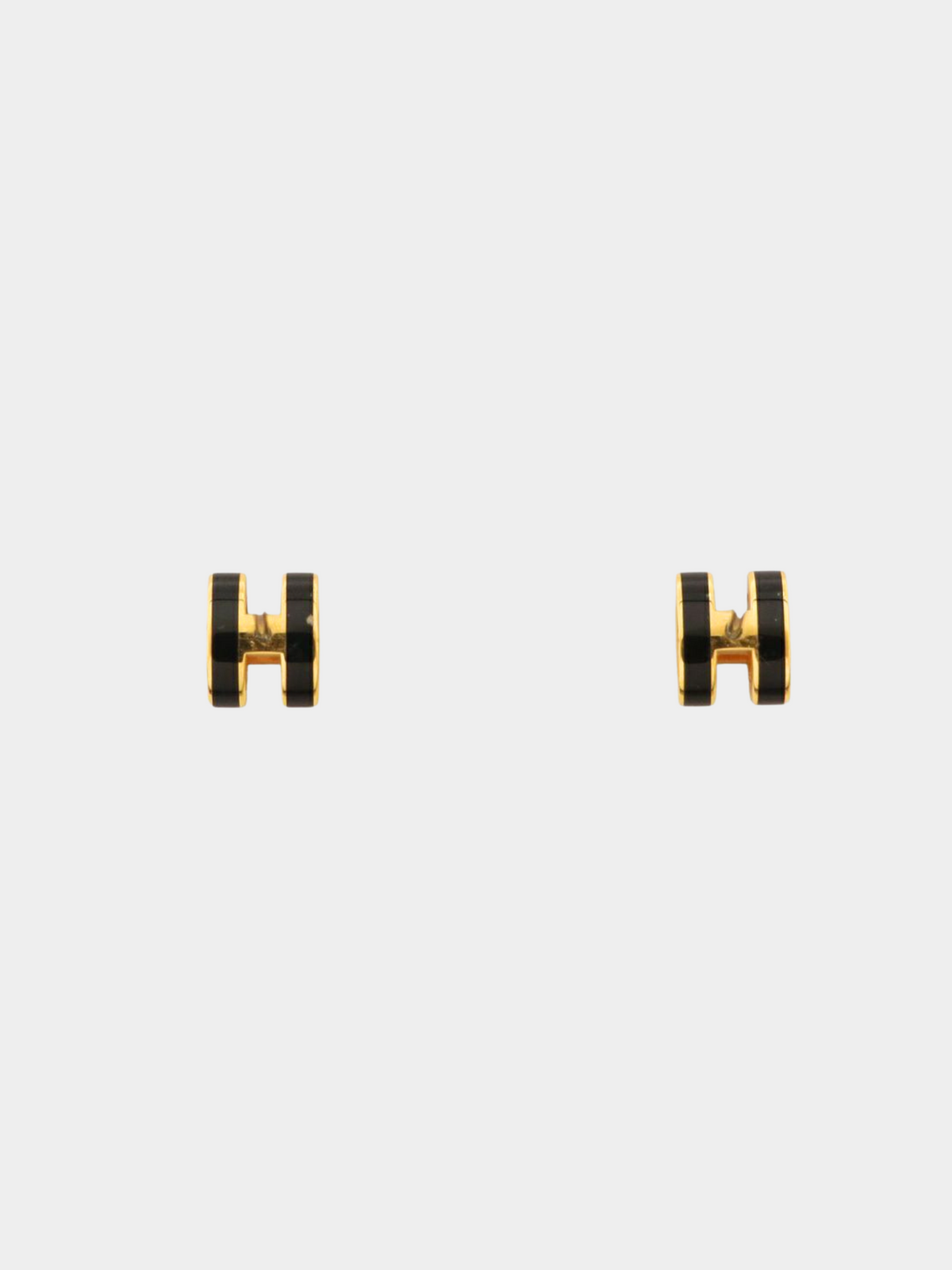 Hermès 2000s Gold Black Mini Pop H Earrings