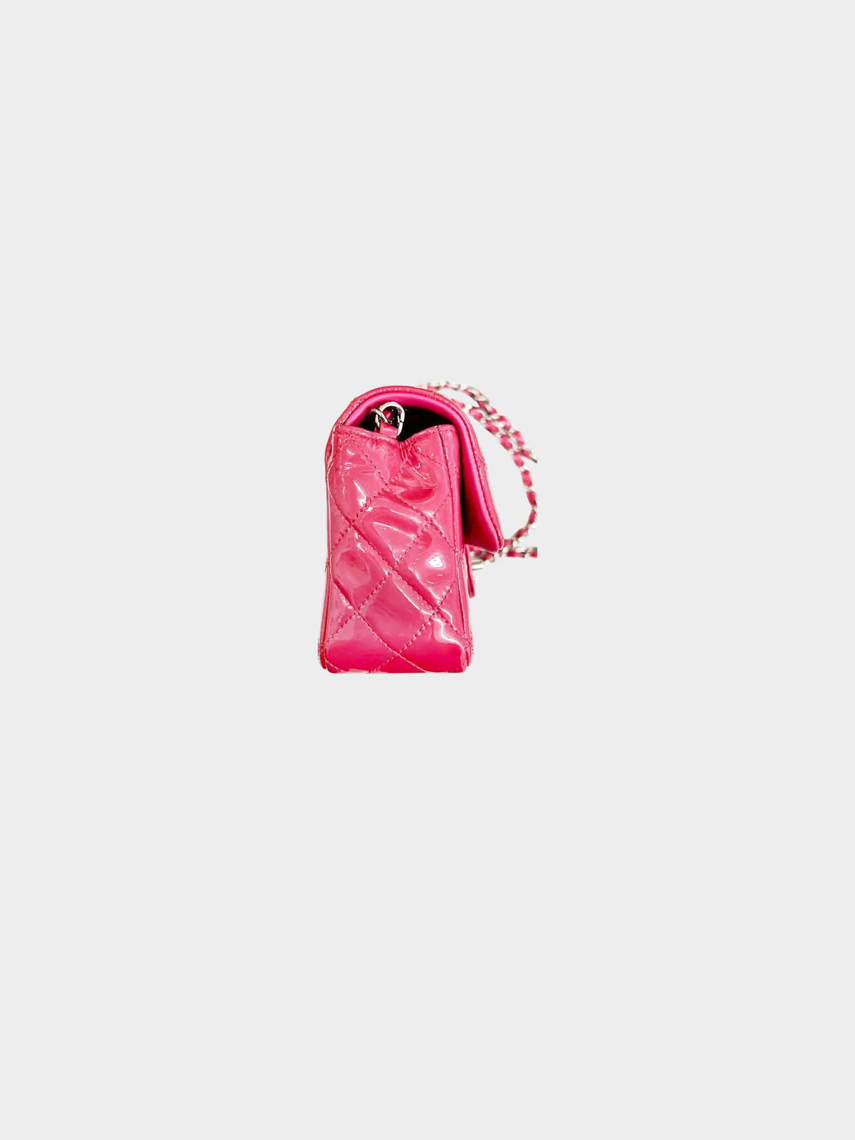 Chanel 2014 Lipstick Pink Patent Leather Mini Rectangular Flap Bag