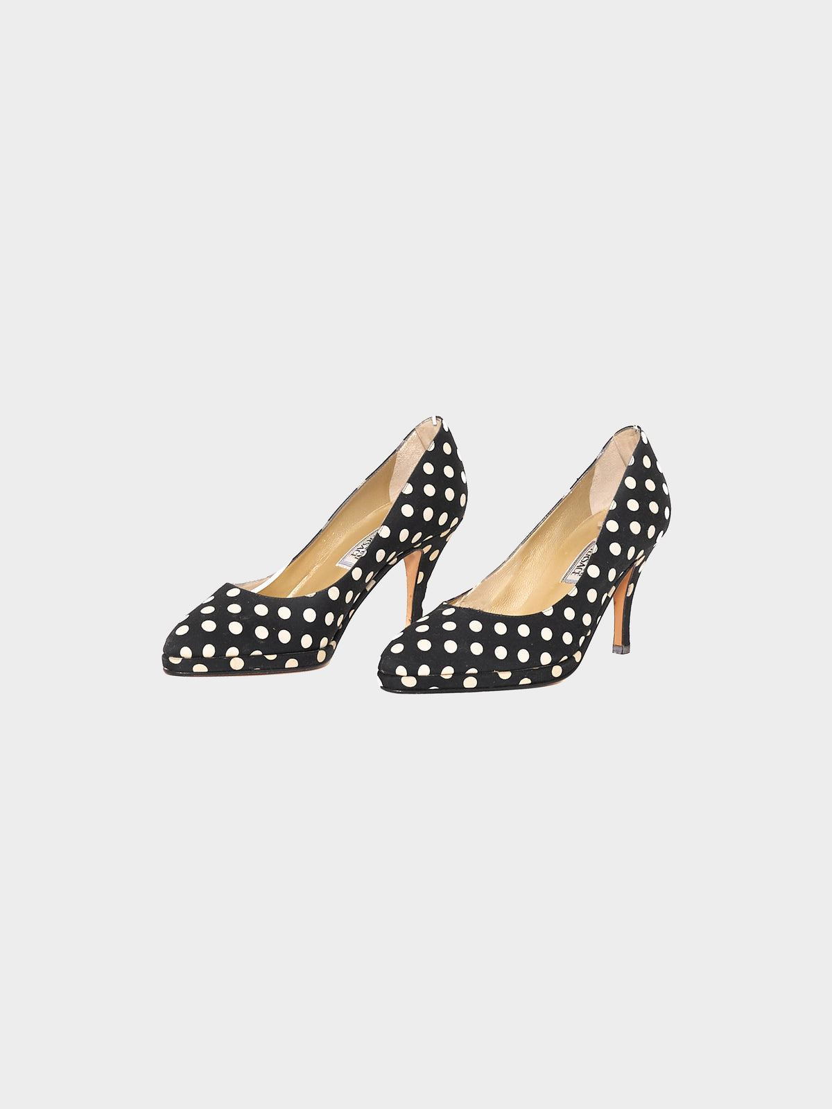Gianni Versace 1990s Black and White Polka Dot Pumps