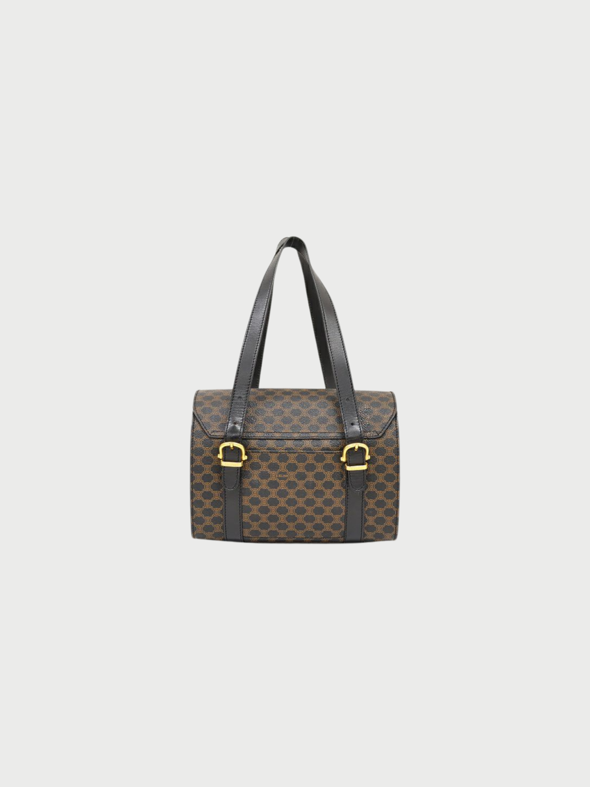 Celine 1990s Black PVC Macadam Triomphe Handbag