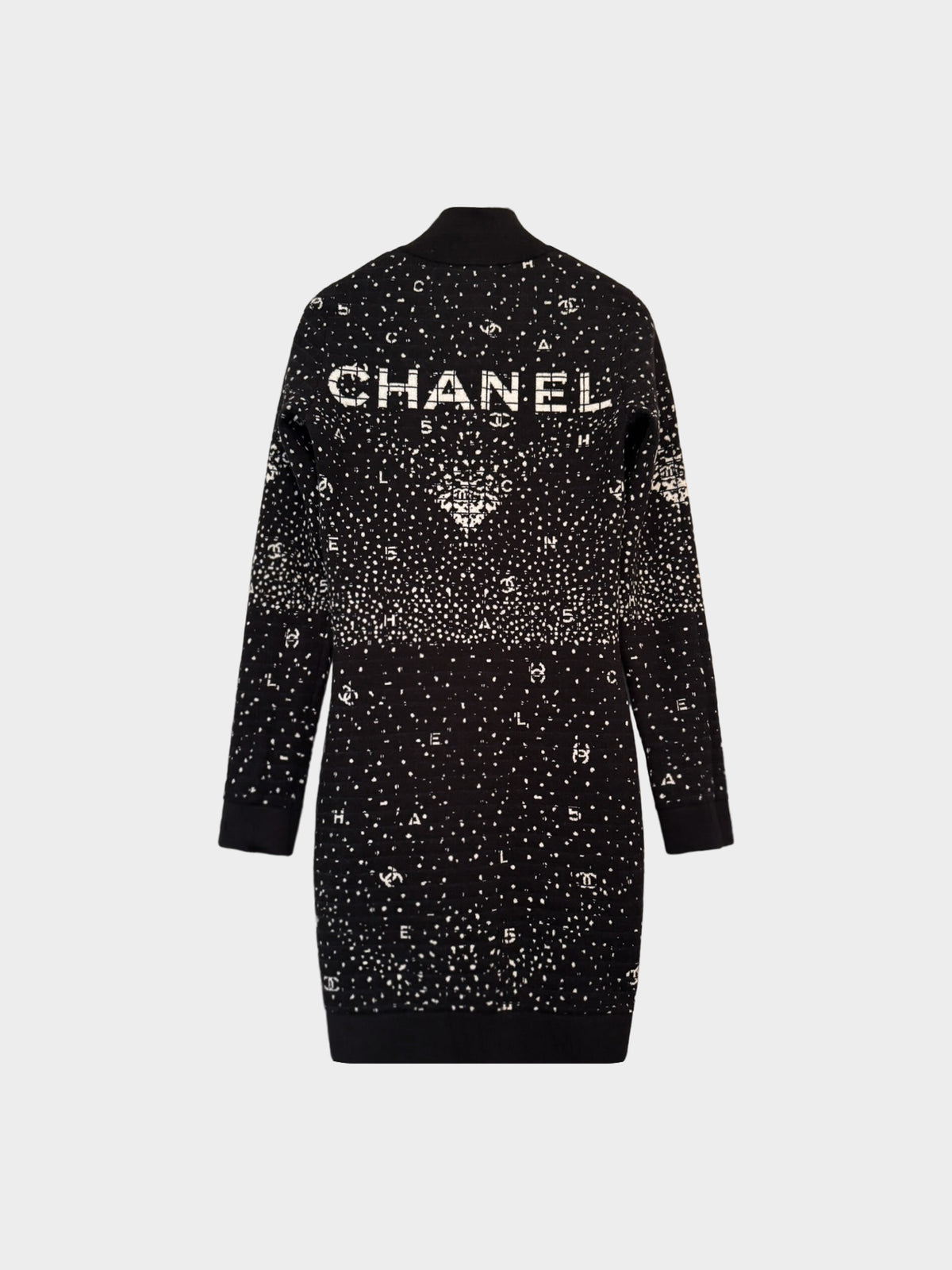 Chanel 2021 Coco Neige Black Logo Knit Dress