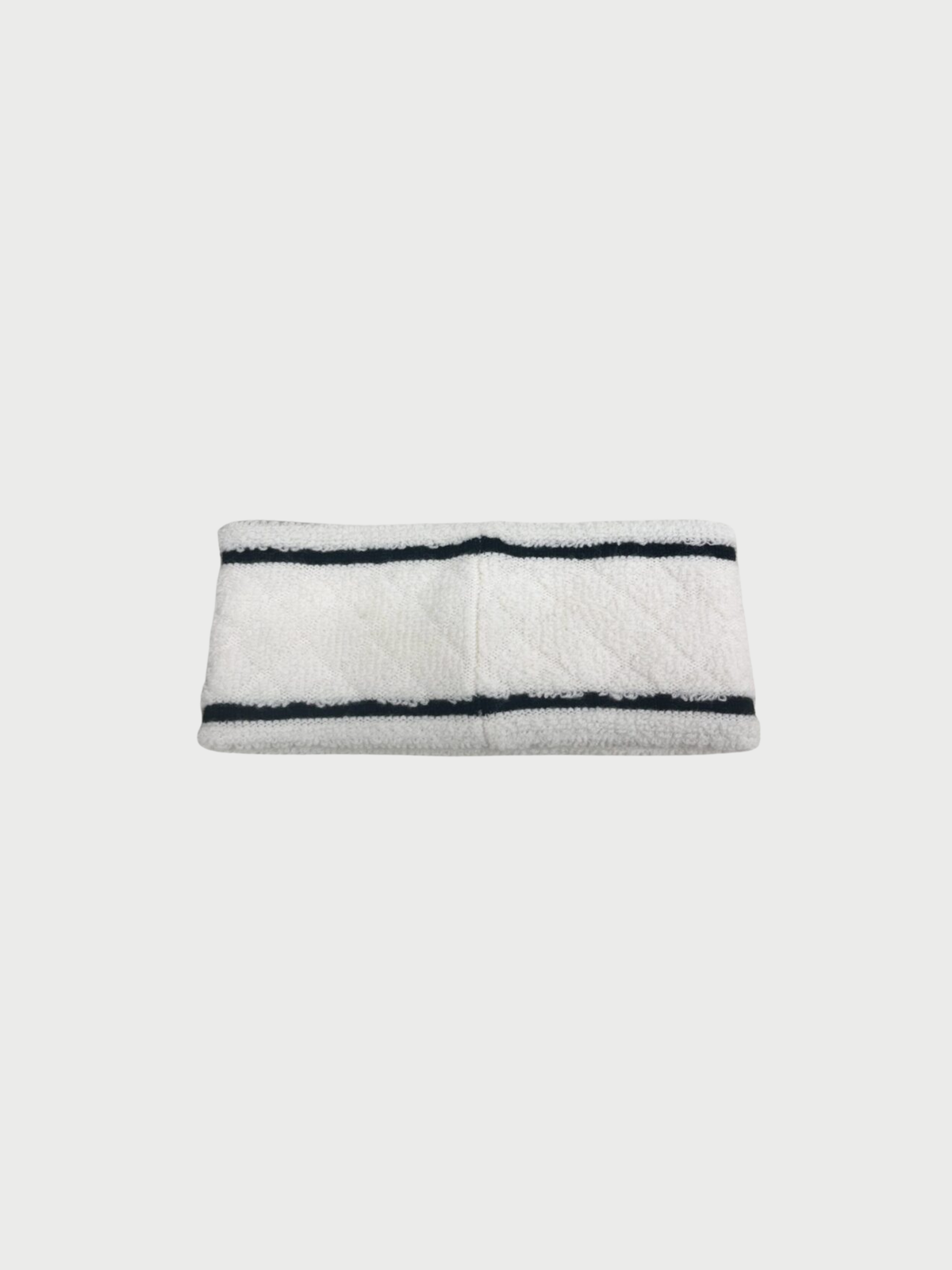 Chanel 2020s Ivory Black Cashmere CC Logo Headband