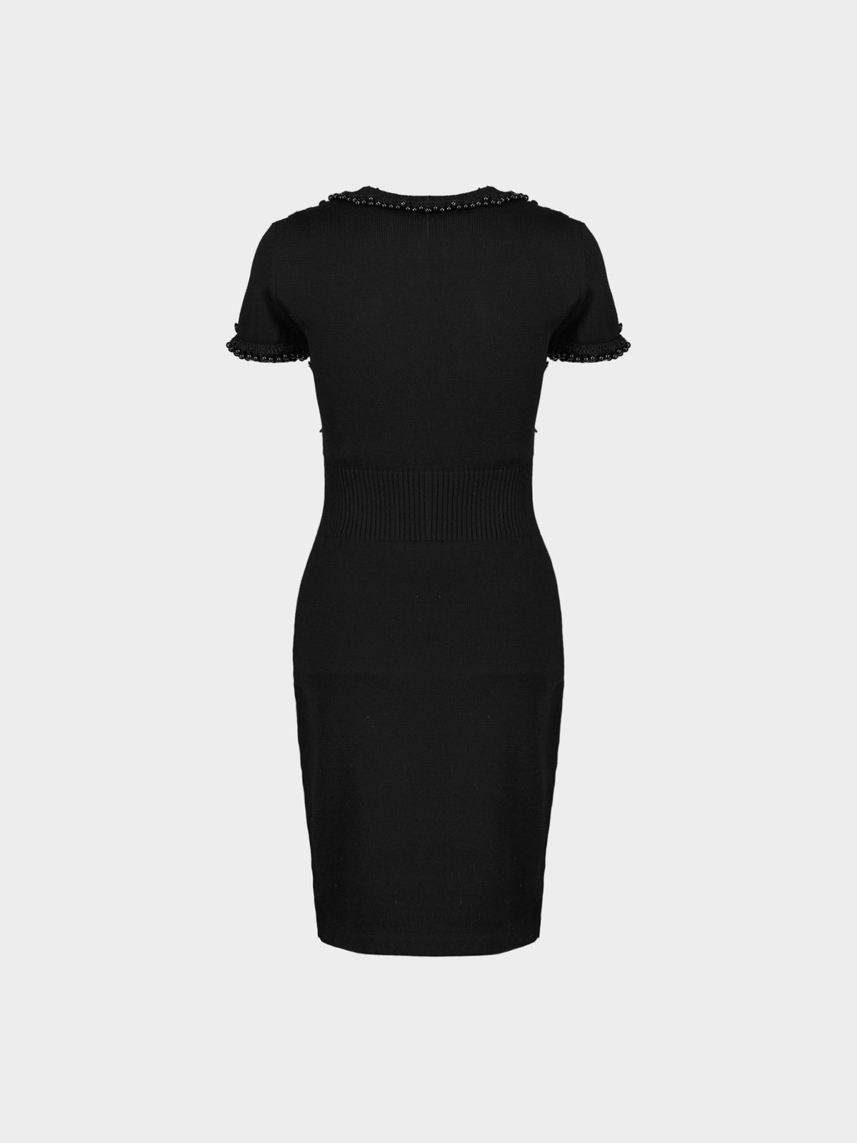 Chanel by Karl Lagerfeld 2013 Black Embroidered Wool Knit Dress