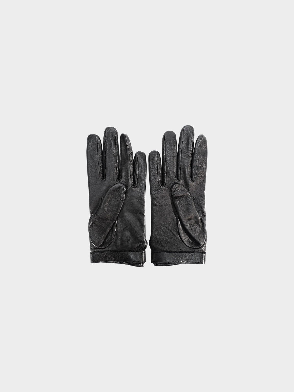 Chanel 2010s Black Lambskin Leather CC Turn Lock Gloves