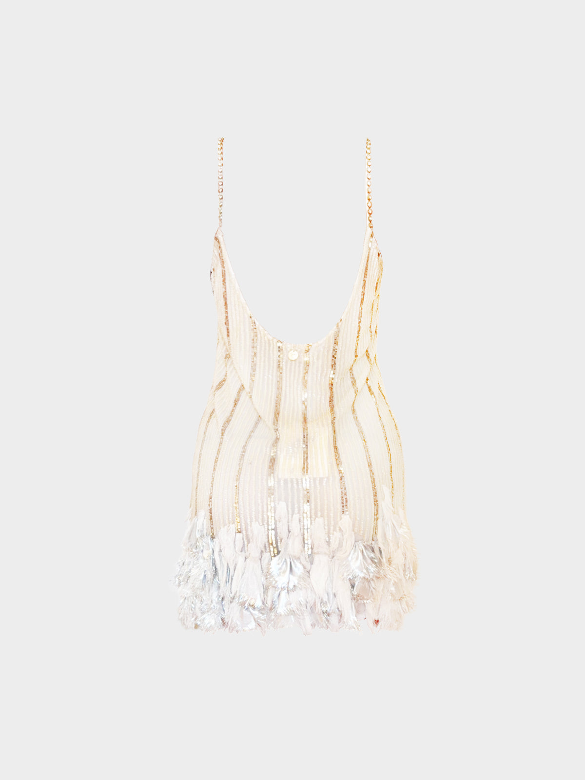 Blumarine 2000s Blugirl Beige and Silver Iridescent Sequined Mini Dress