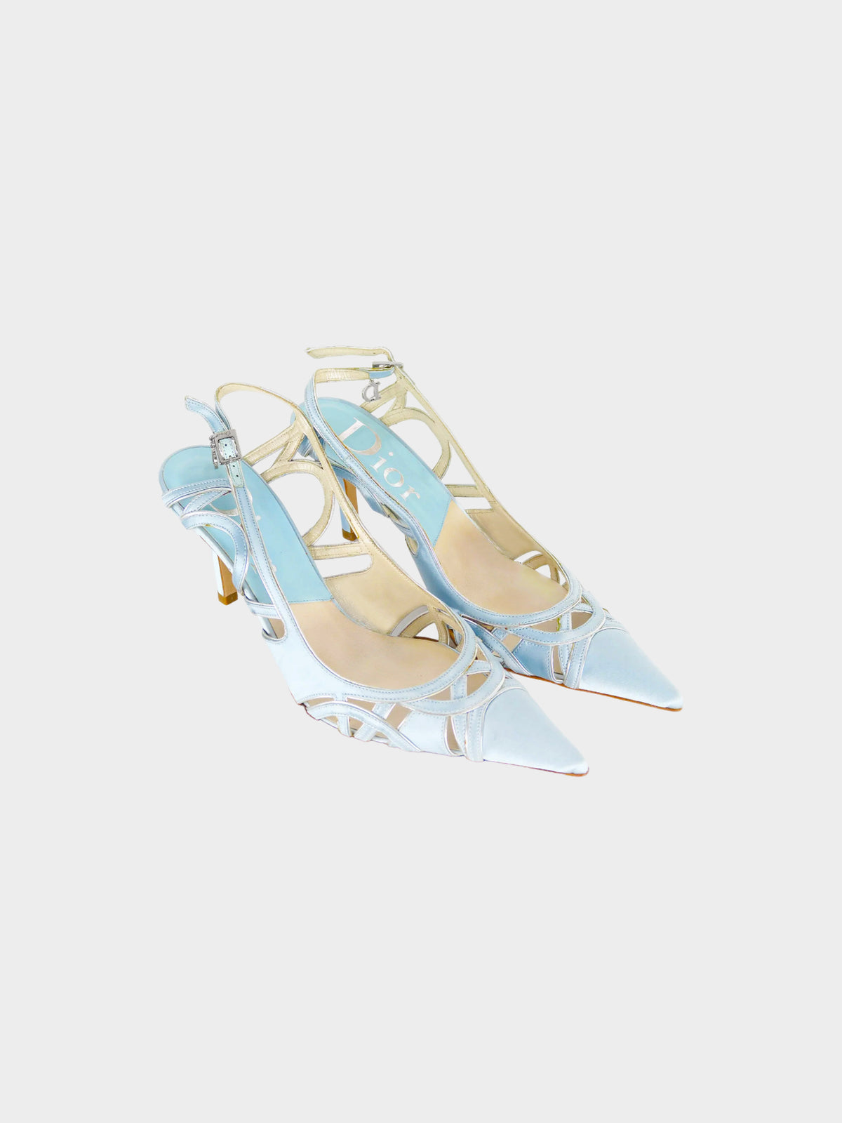 Christian Dior 2000s Light Blue Cutout Slingback Heels
