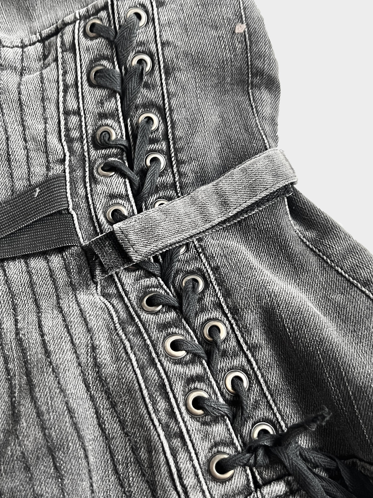 Roberto Cavalli Just Cavalli 2000s Grey Denim Bustier Dress