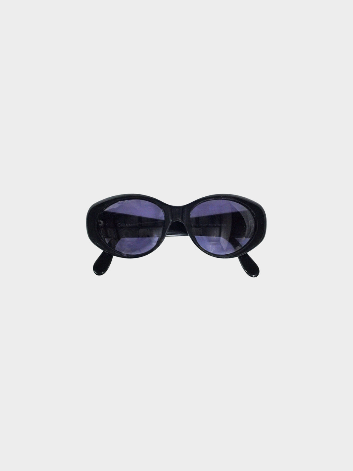 Chanel 2000s Black CC Oval Sunglasses