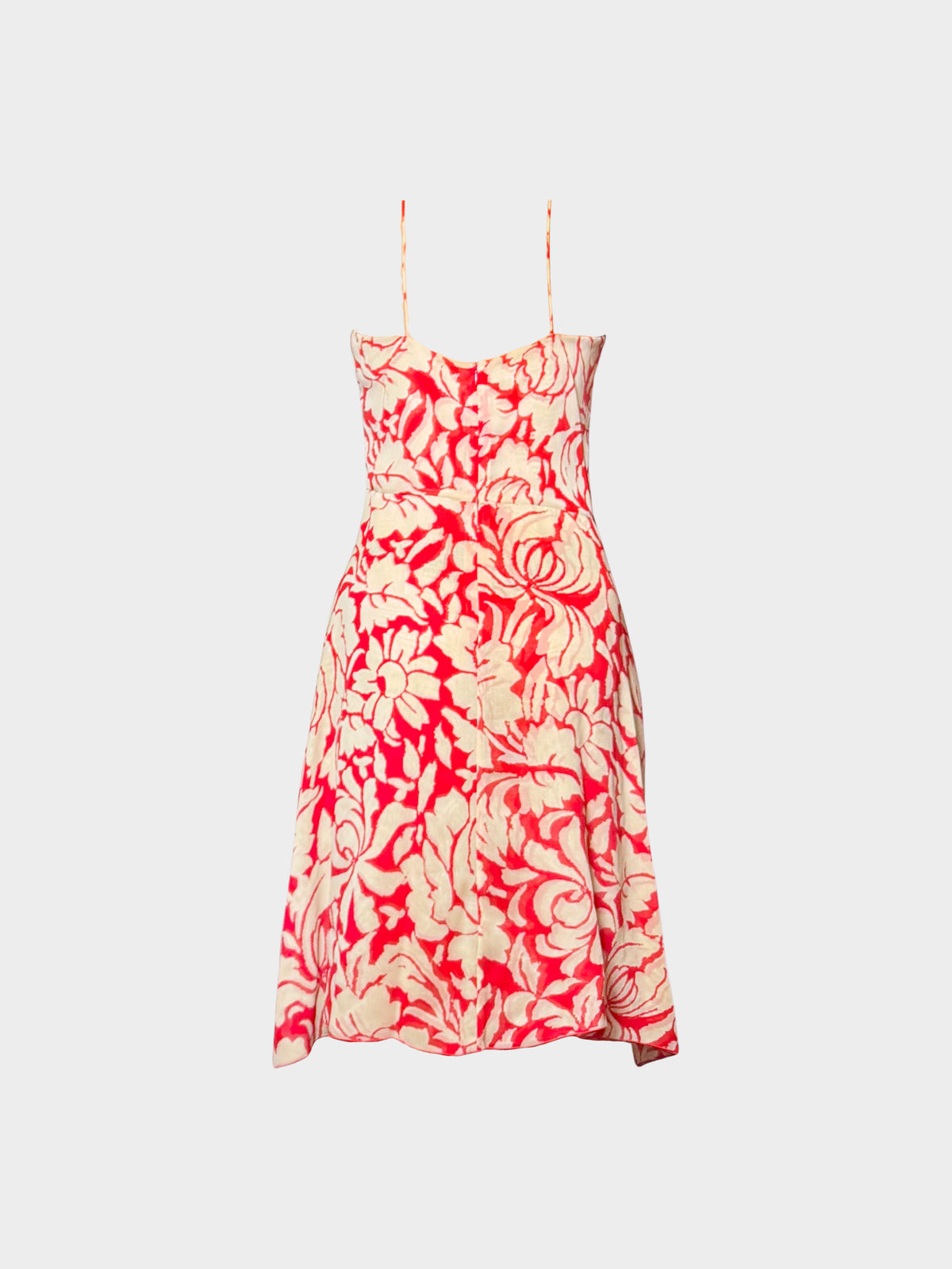 Valentino 2000s Red and Beige Self-tie detail Dress