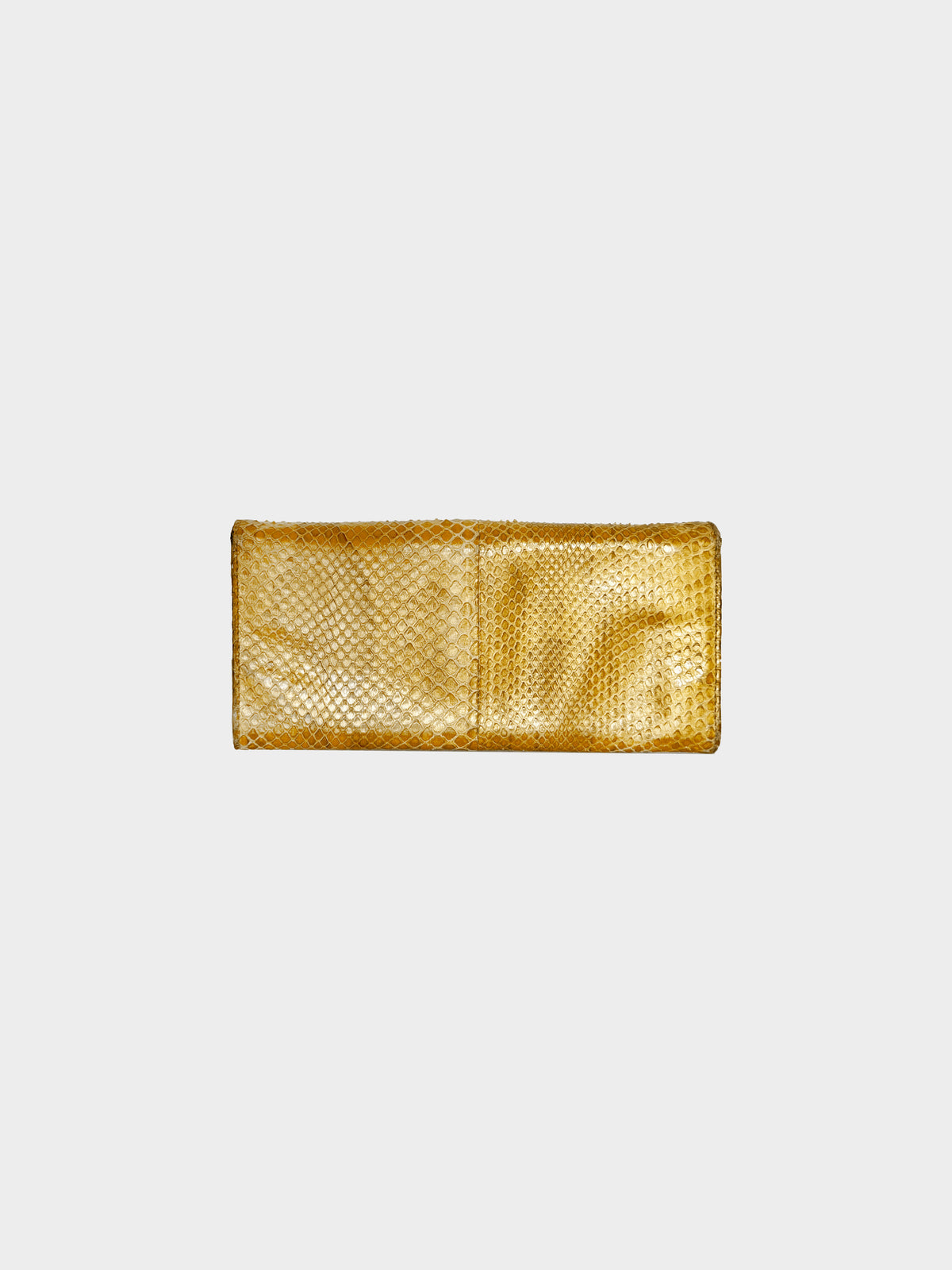 Prada 2000s Metallic Gold Python Leather Long Wallet