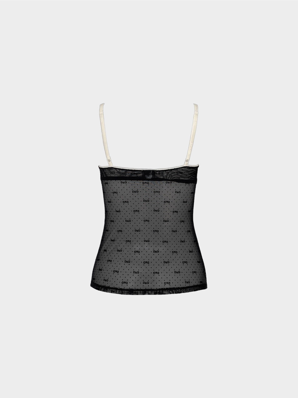 Dolce & Gabbana D&G 2000s Black and Cream Sheer Lace Bustier Tank Top
