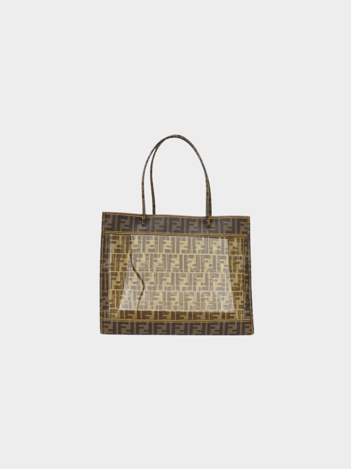 Fendi 2000s Brown Zucca Pattern Mesh Tote Bag