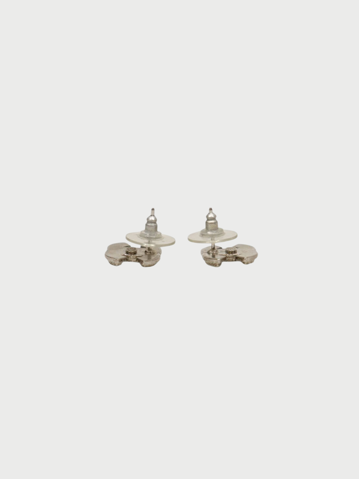 Chanel 2010 Silver Plated Rhinestone Coco Earrings