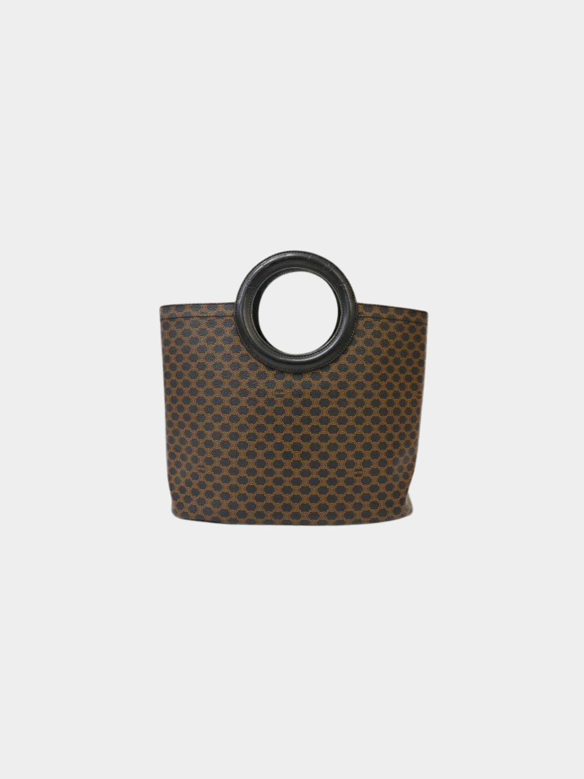 Celine 1990s Black Macadam PVC Leather Handle Tote Bag