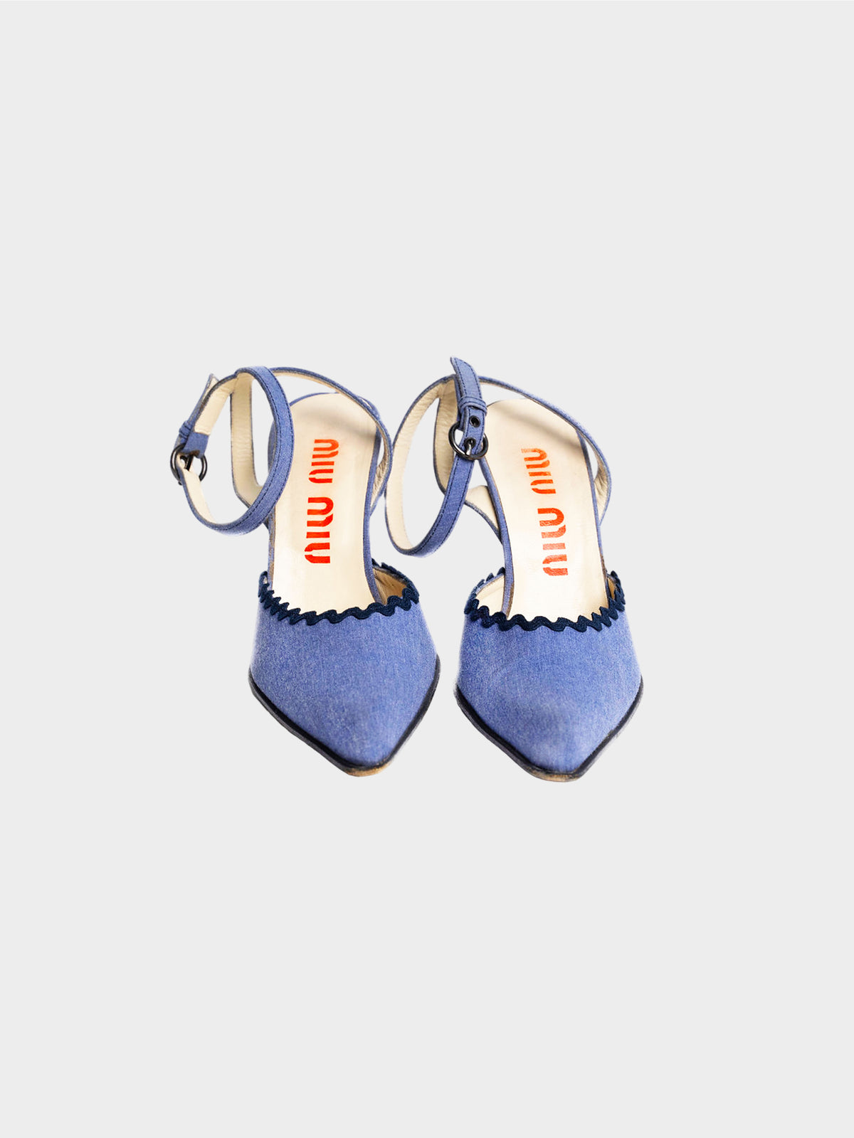Miu Miu SS 1998 Blue Ripple Detail Heels