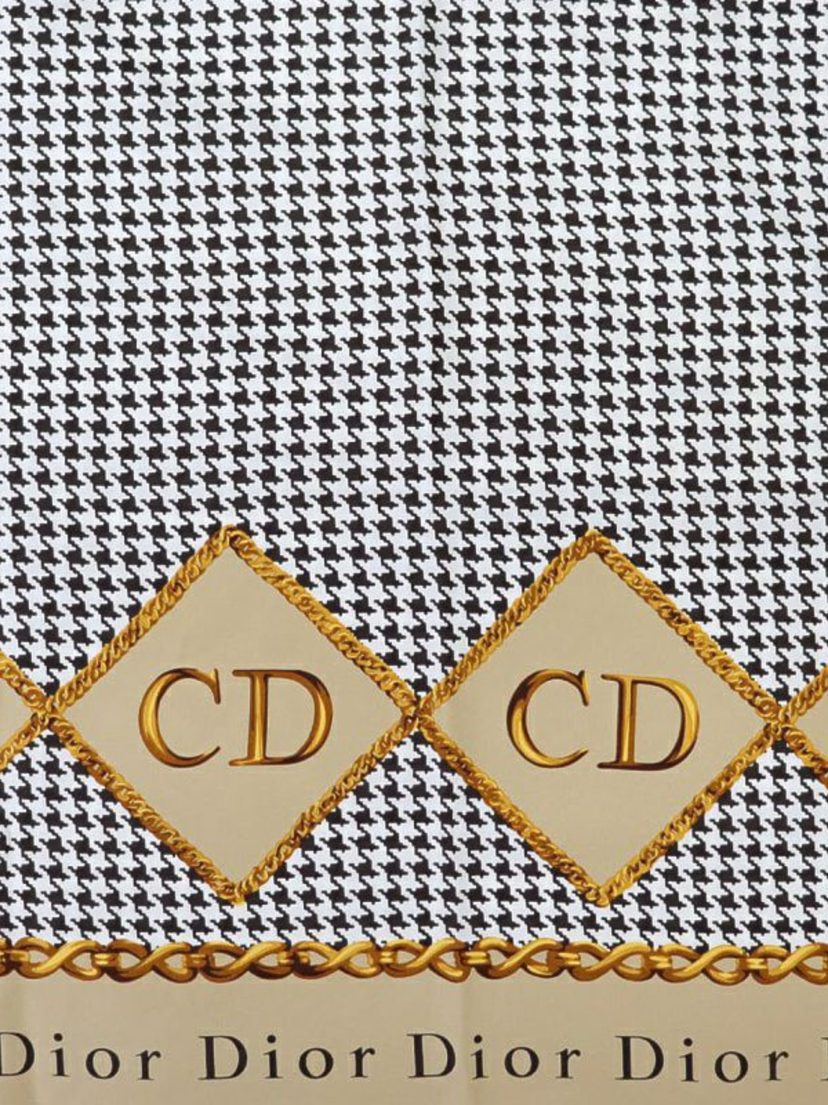 Christian Dior 2000s Multicolor Silk Houndstooth Logo Scarf