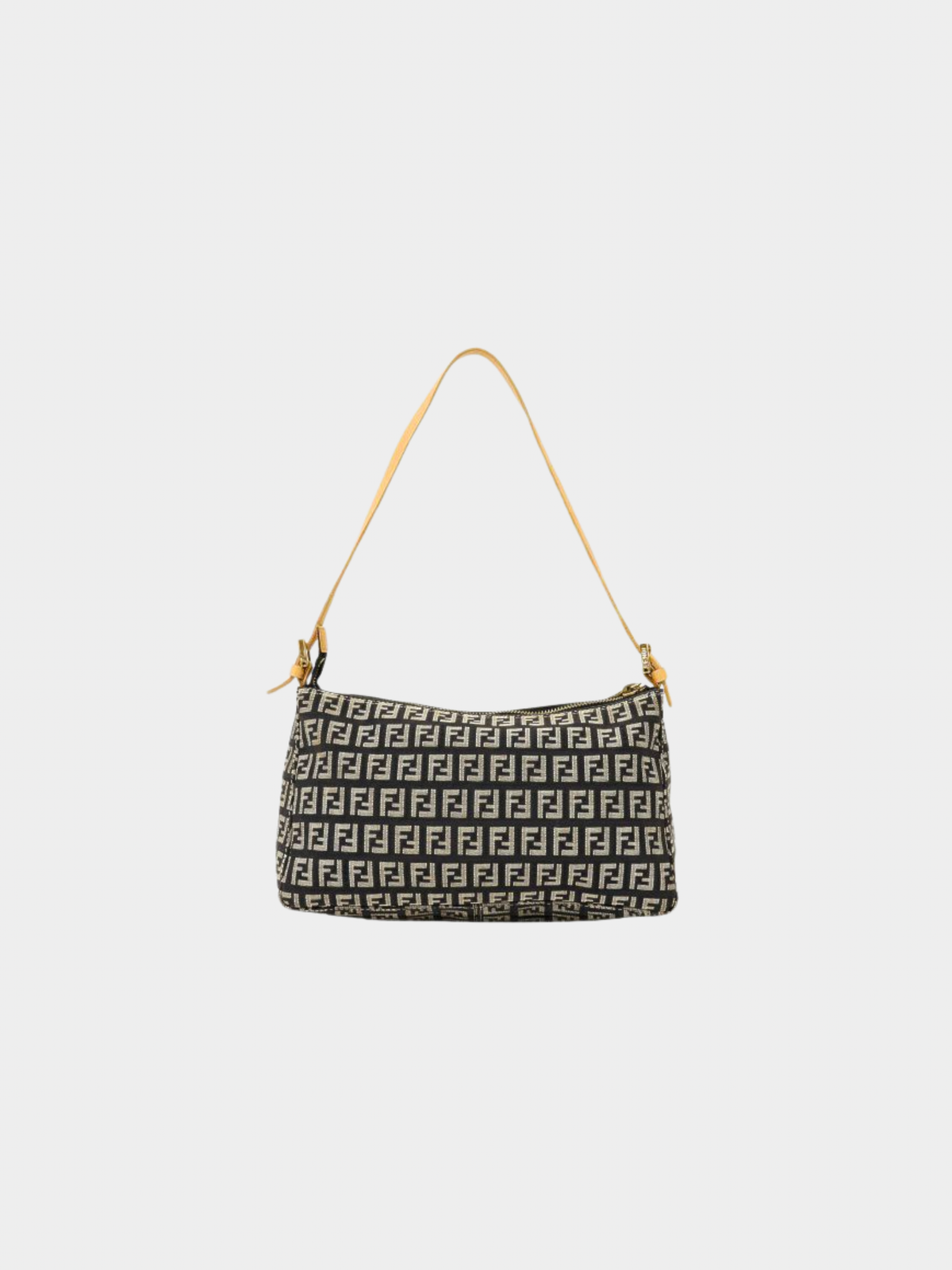 Fendi 2000s Black Beige Zucchino One-Shoulder Bag