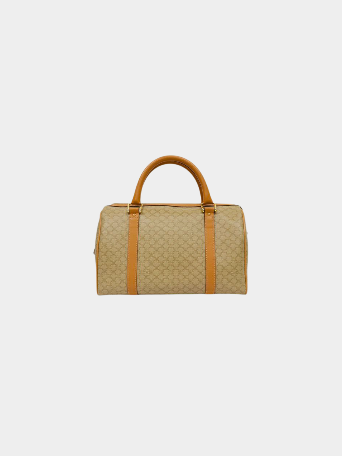 Celine 2000s Beige Macadam Blazon PVC Boston Bag