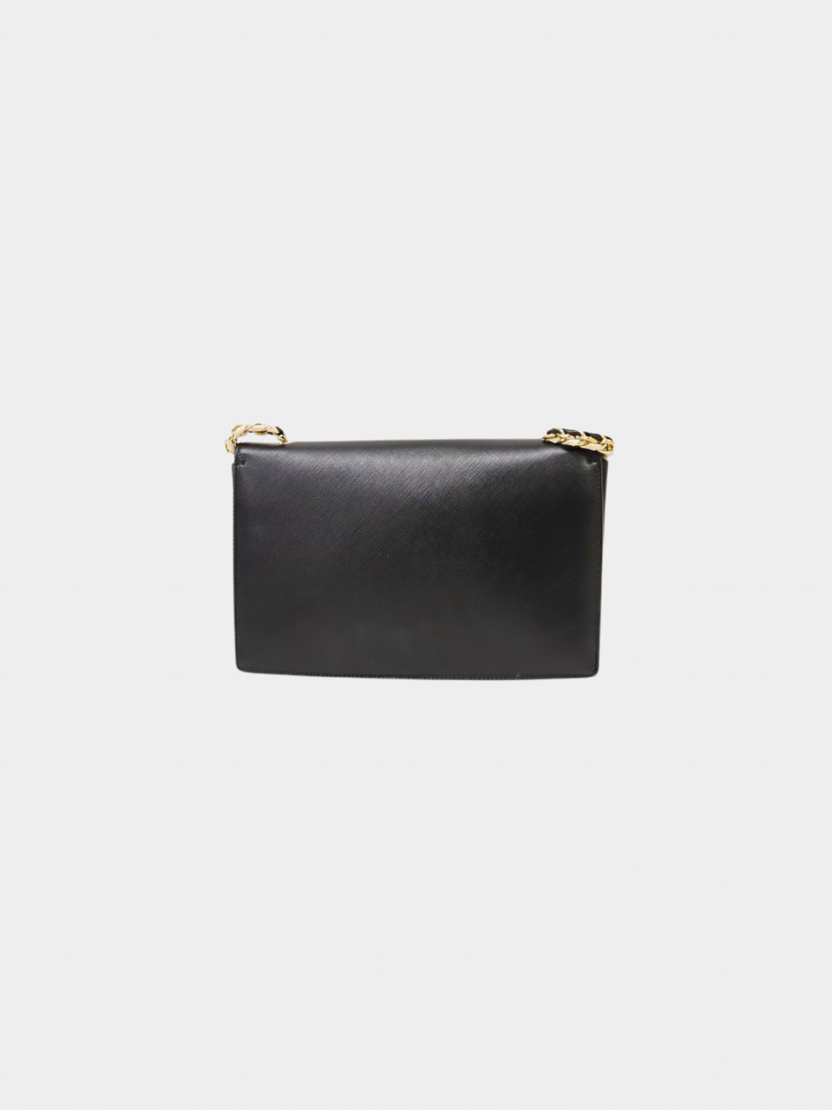 Salvatore Ferragamo 2000s Black White Vara Hardware Leather Chain Shoulder Bag