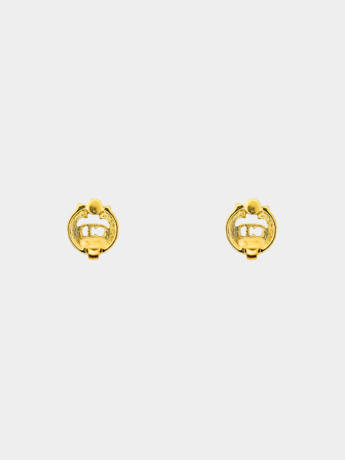 Christian Dior 2000s Gold CD Rhinestone Clip-on Earrings
