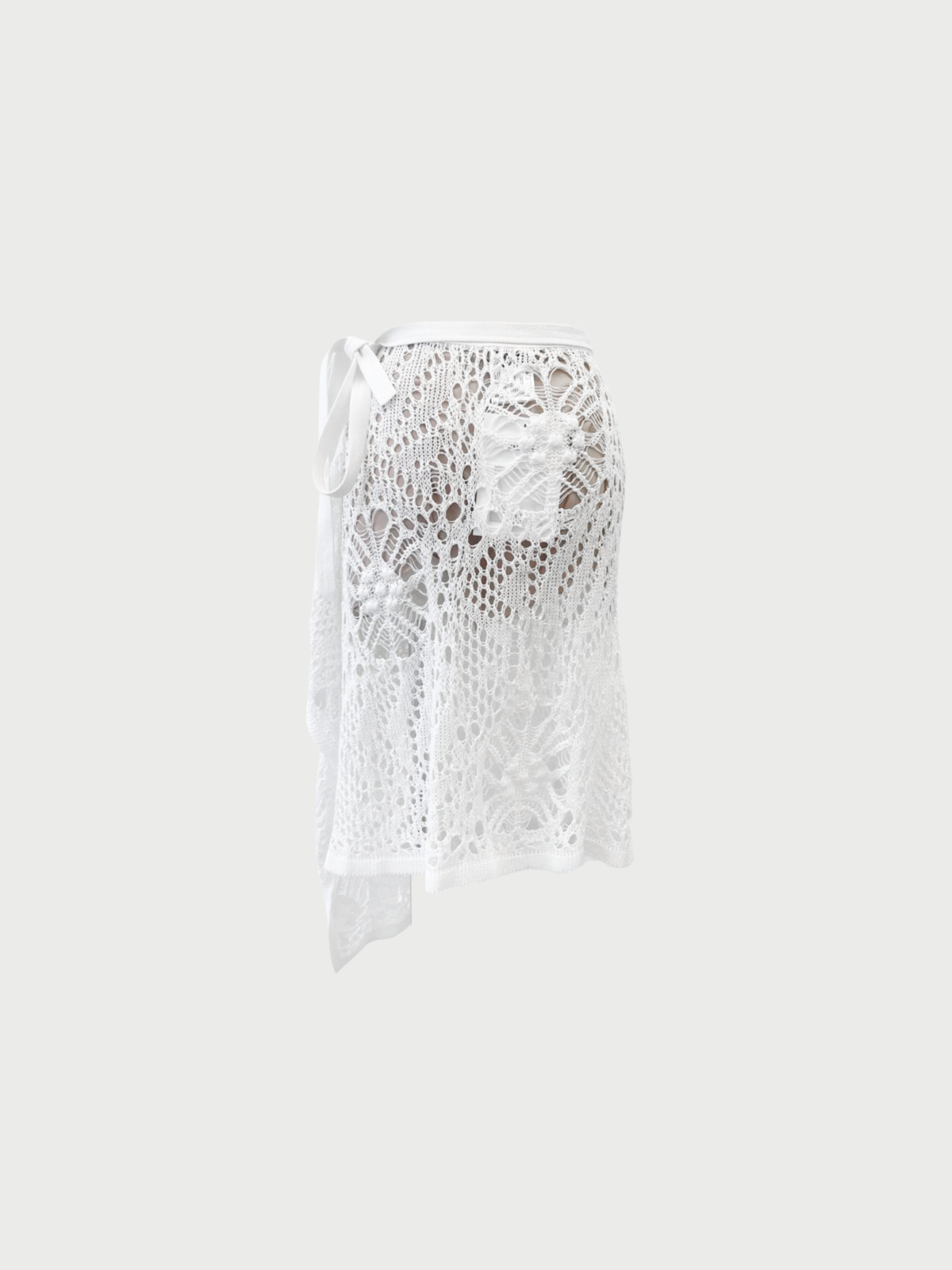 Chanel 2022 White Cotton Crochet Pareo Skirt Set