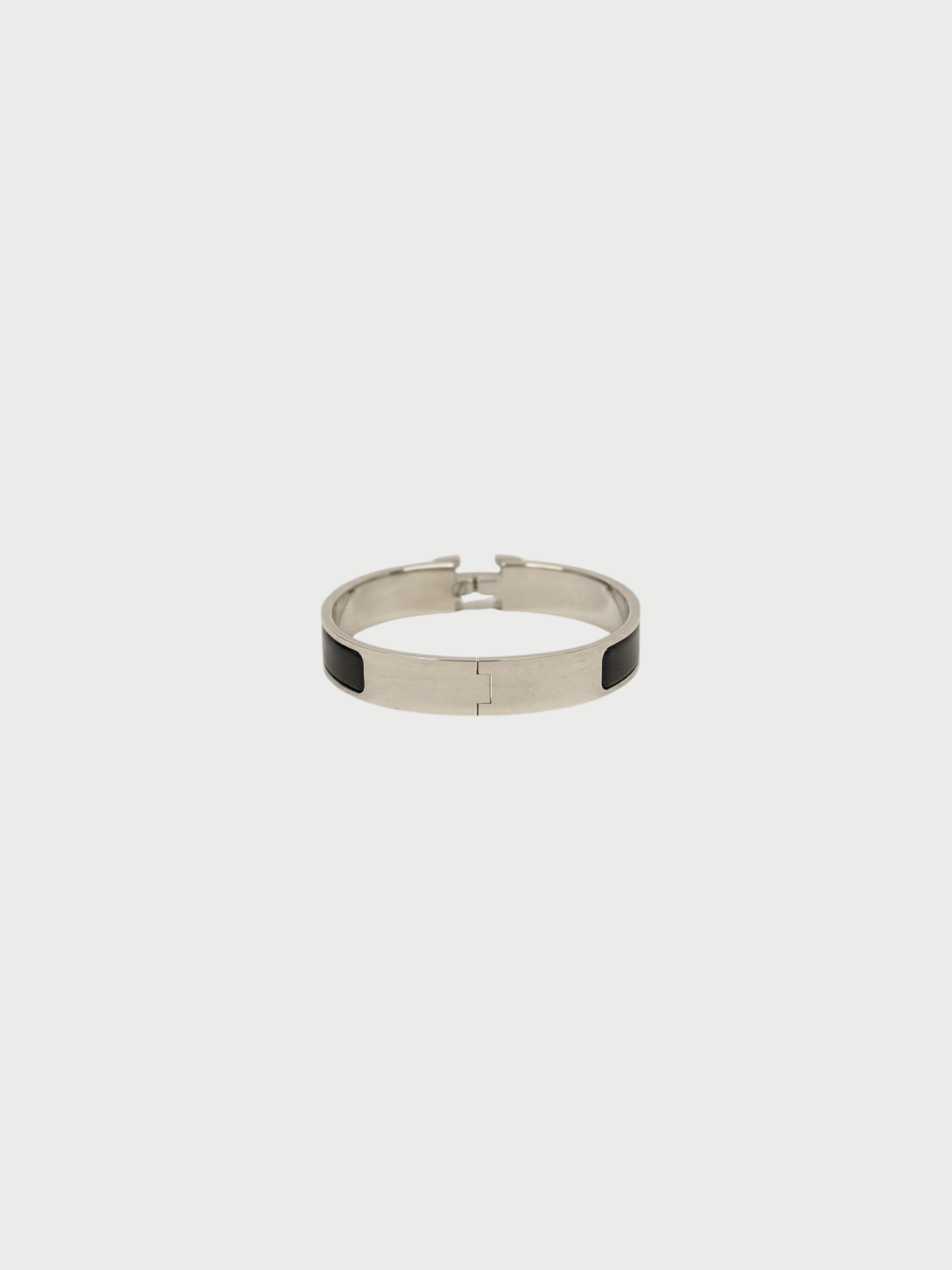 Hermès 2000s Silver Black Plated Metal Clic Clac PM Bracelet
