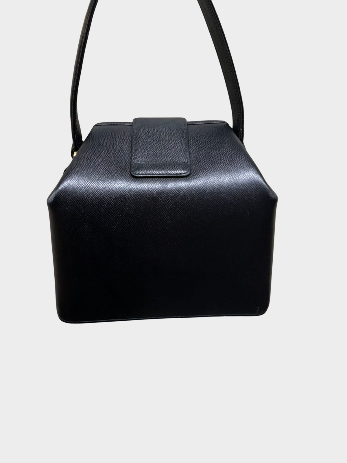 Givenchy 1990s Black Saffiano Leather 4G Turn-Lock Box Bag
