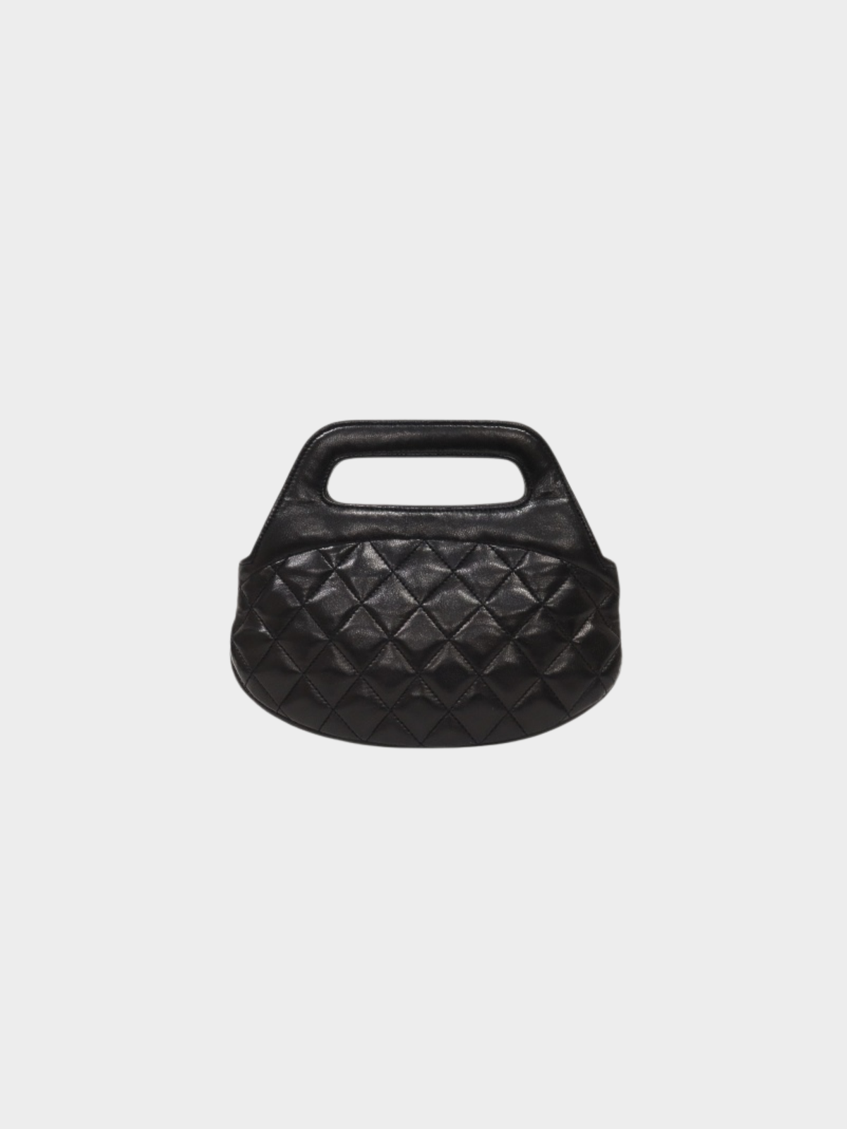 Chanel 1990s Black Lambskin Matelassé Chain 2-Way Bag