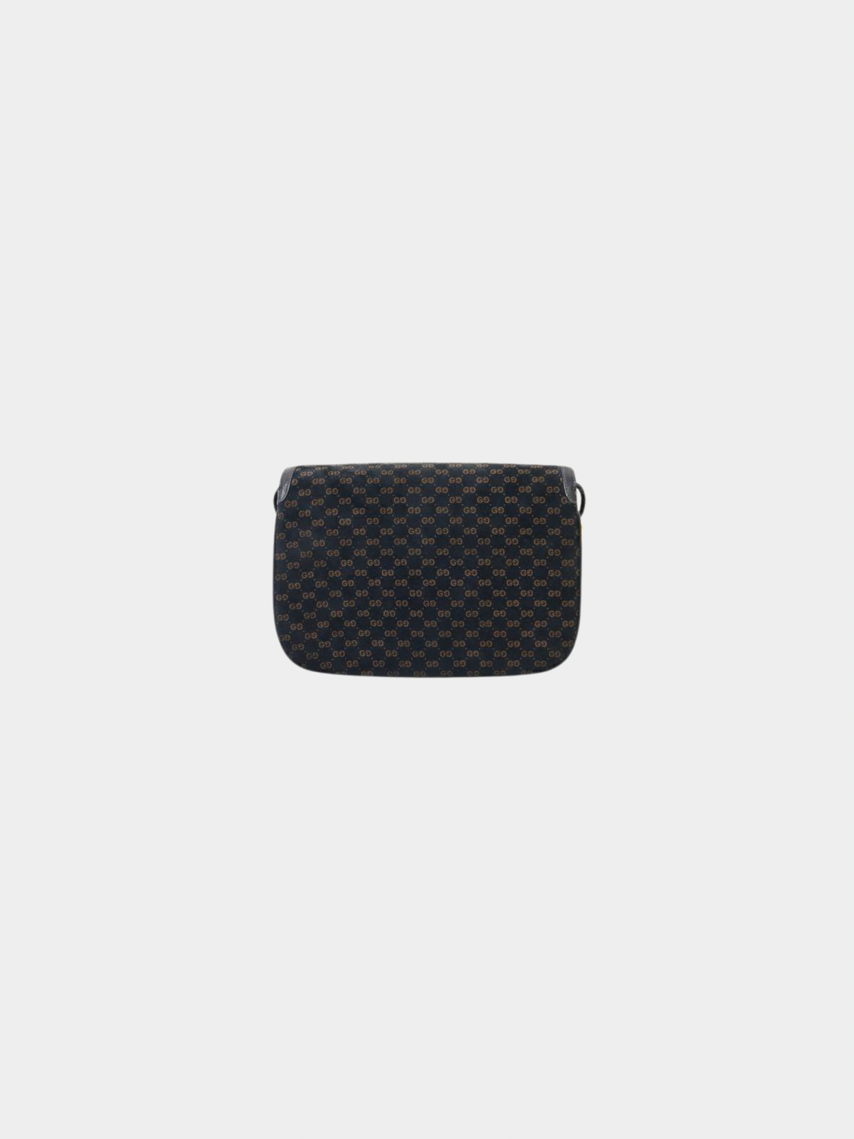 Gucci 2000s Brown Navy Horsebit Micro GG Leather Shoulder Bag