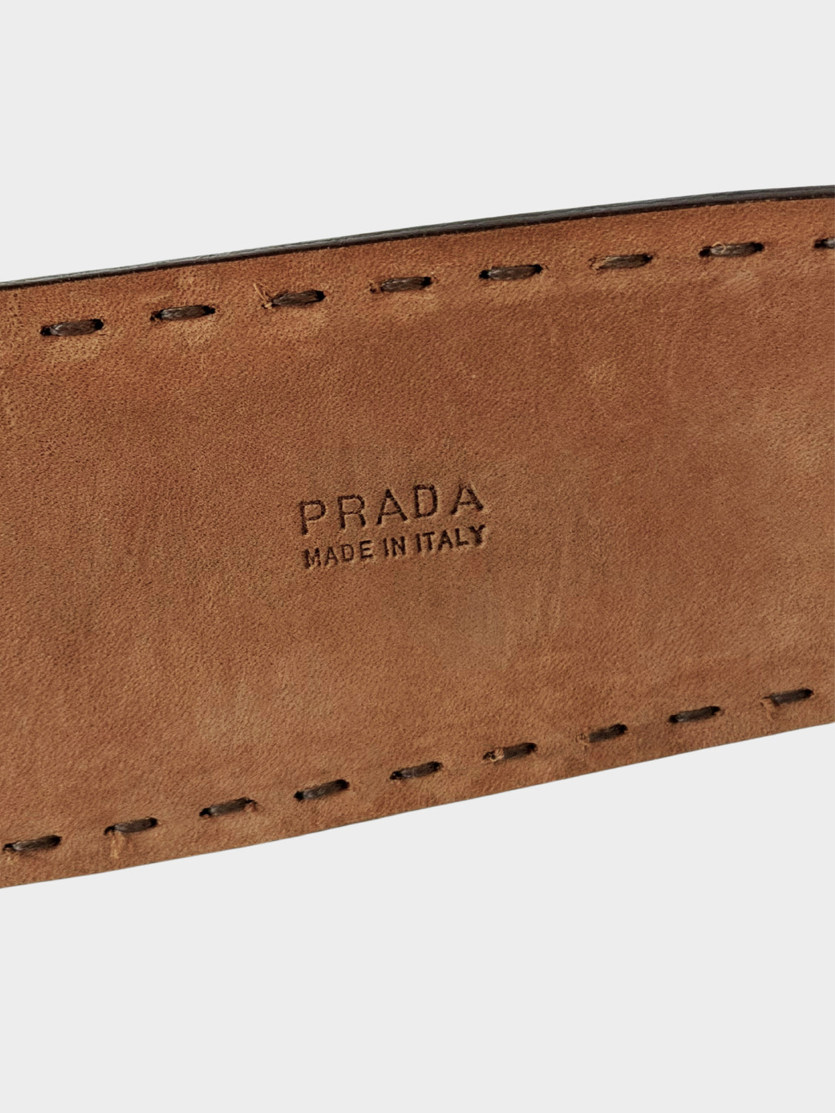 Prada 2000s Brown Leather Round-Buckle Belt