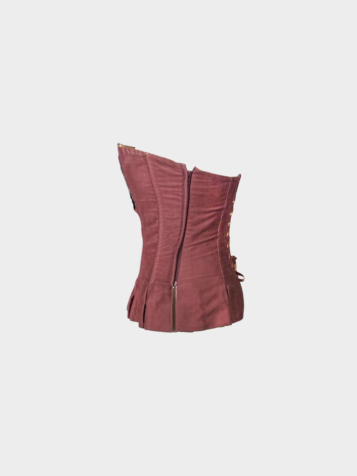 Chloé by Stella McCartney FW 2001 Brown Velvet and Metal Bat Motif Bustier Corset Top