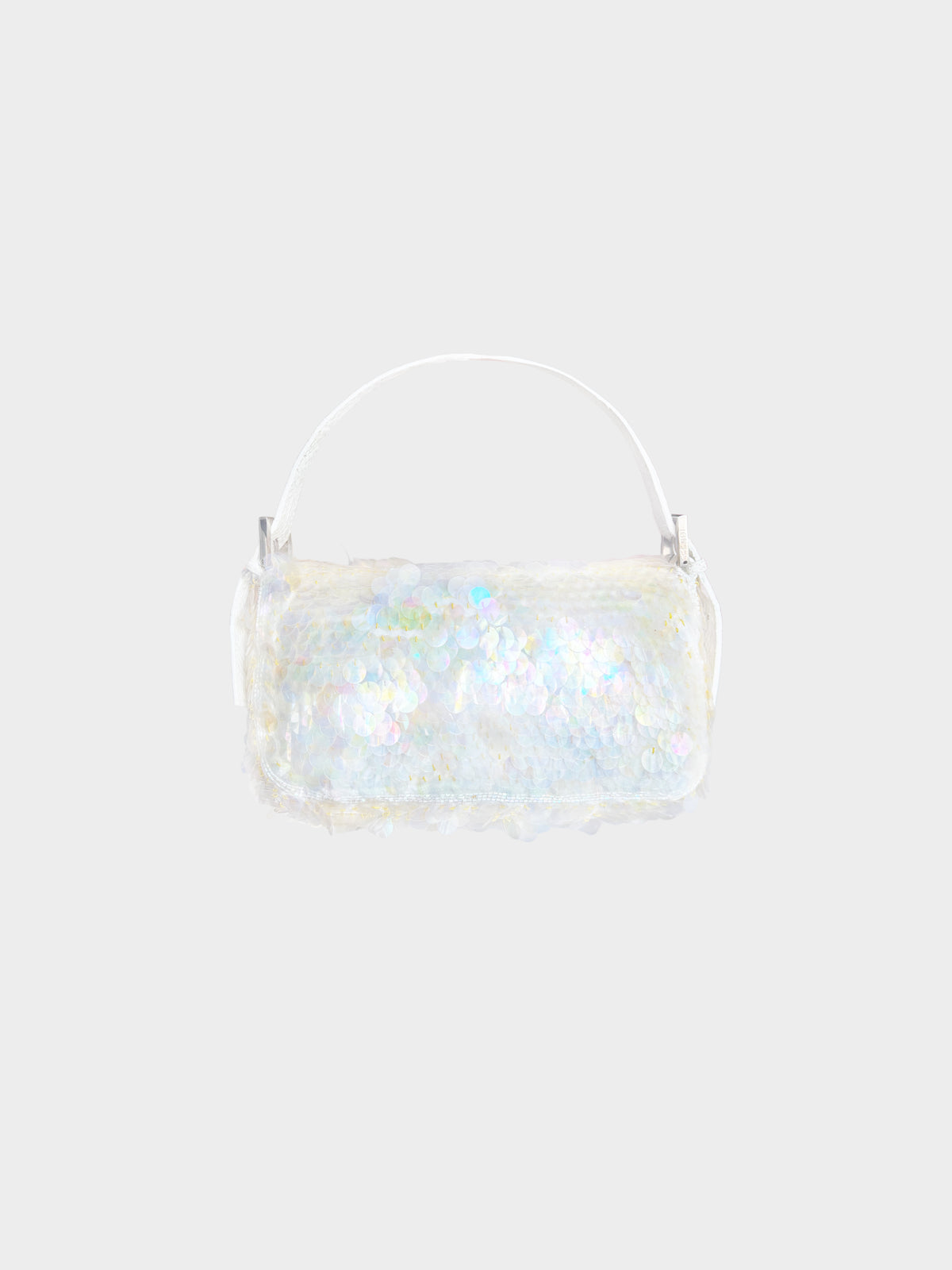 Fendi 1990s Iridescent Translucent Sequins and White Python Leather Baguette
