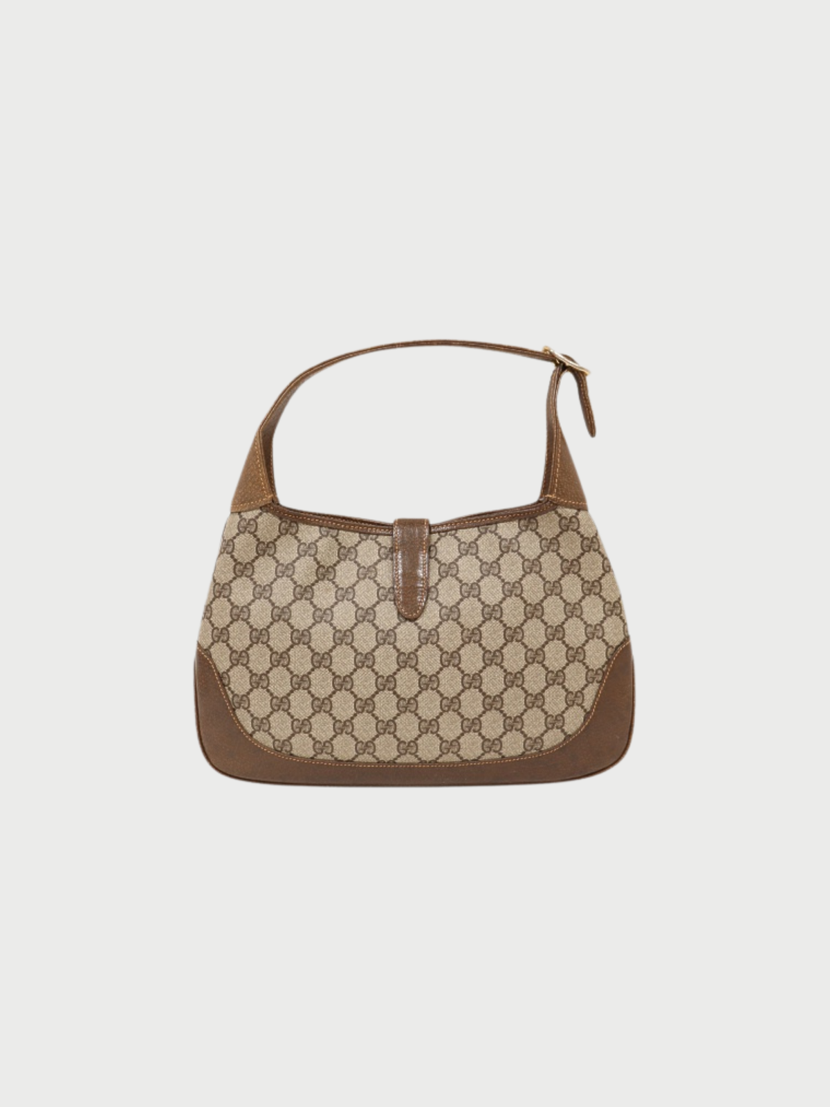 Gucci 2000s Beige Brown GG Supreme PVC New Jackie One-Shoulder Bag