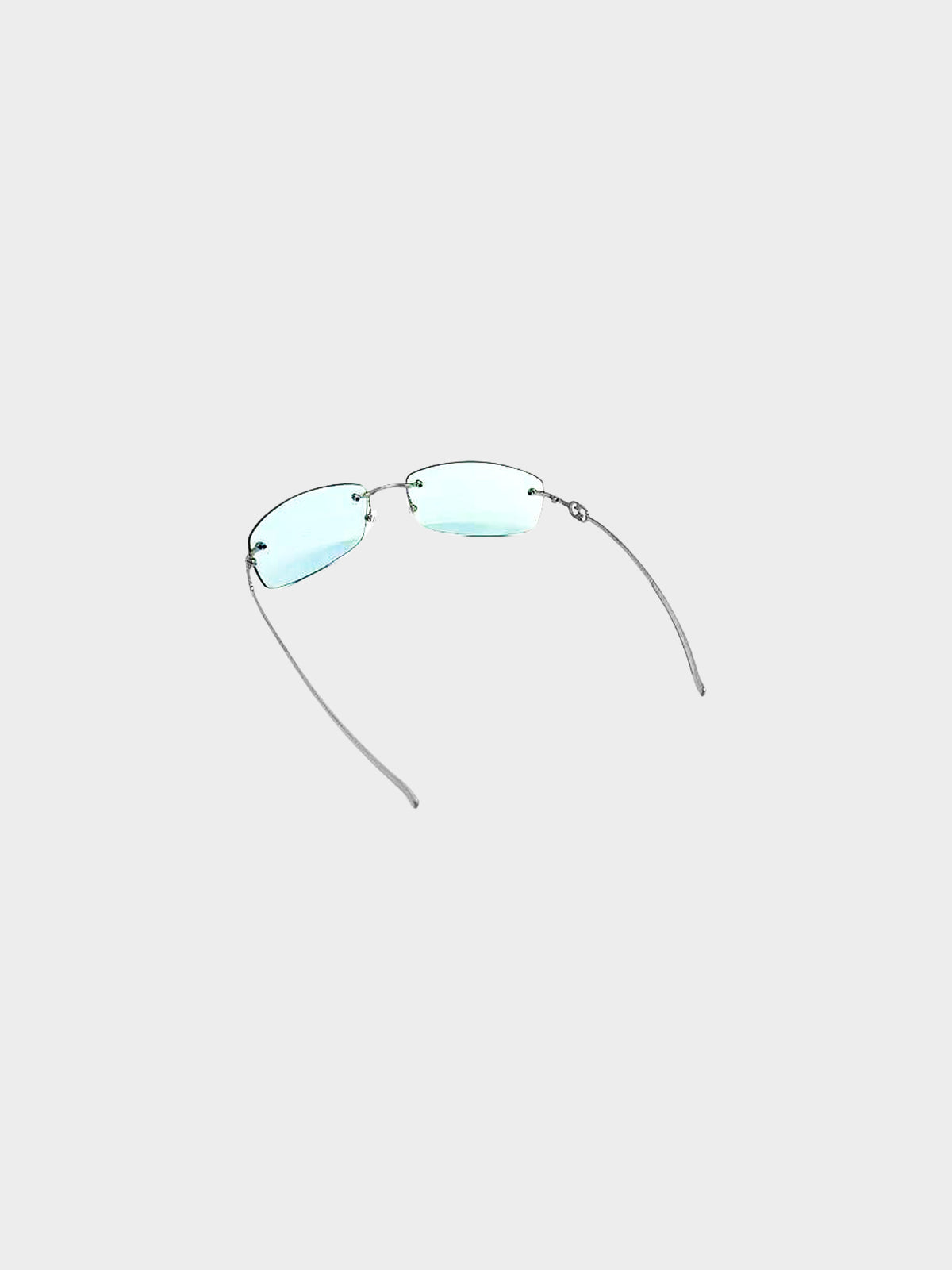 Gucci 1990s Blue and Silver Rimless Sunglasses
