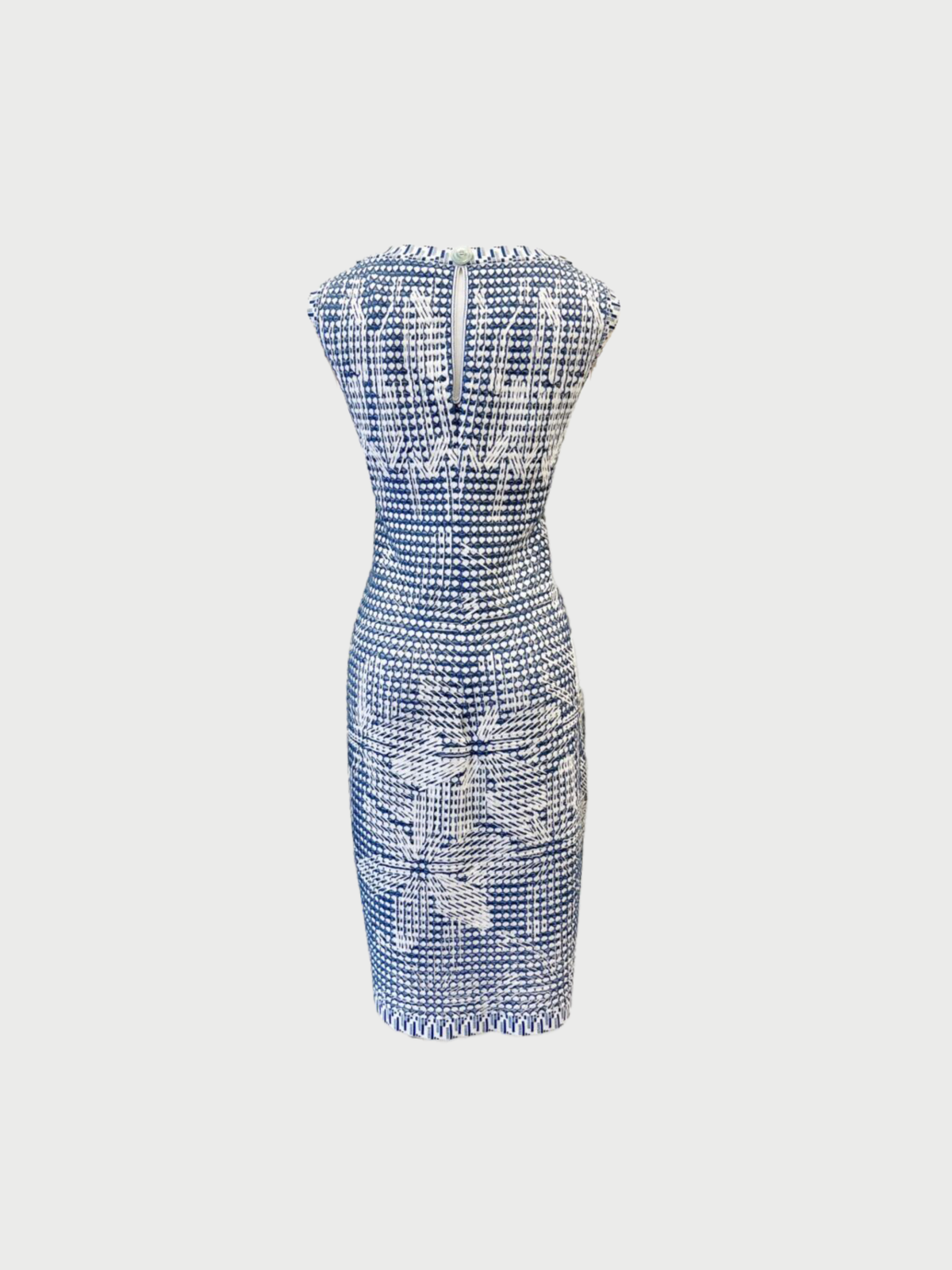 Chanel 2014 Blue White Woven Sleeveless Dress
