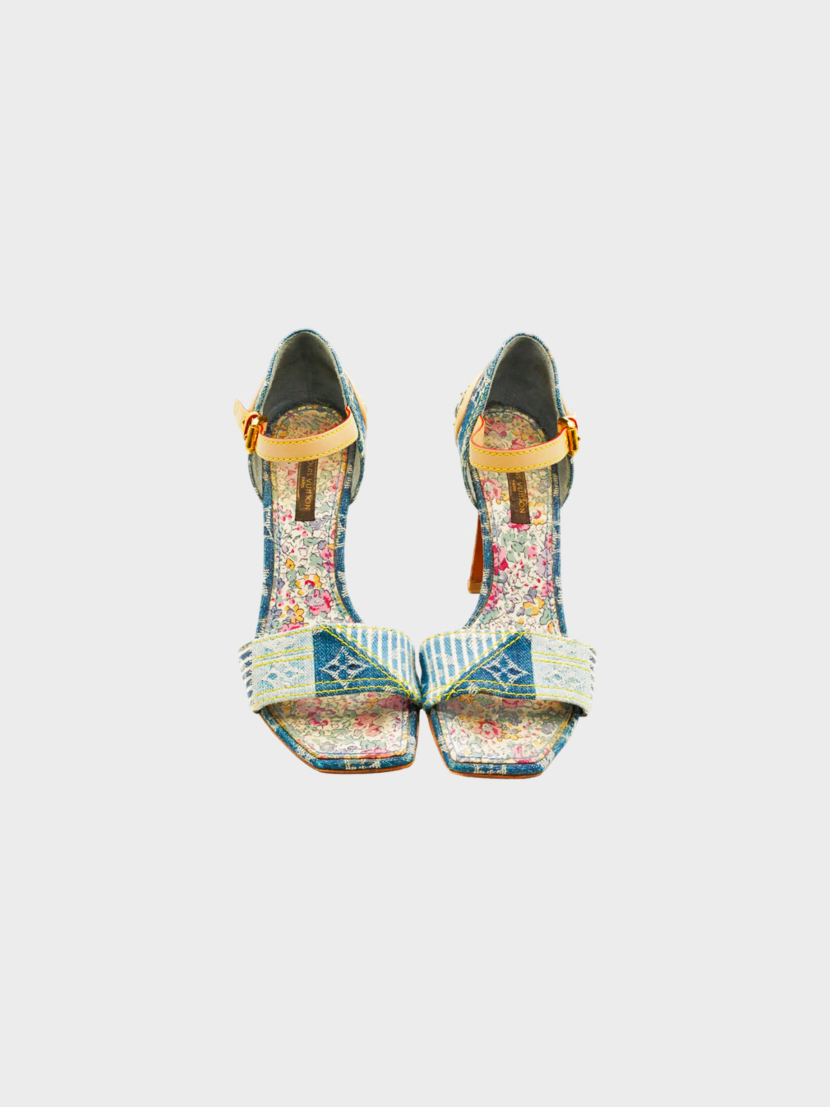 Louis Vuitton SS 2007 Denim Monogram Heeled Sandals