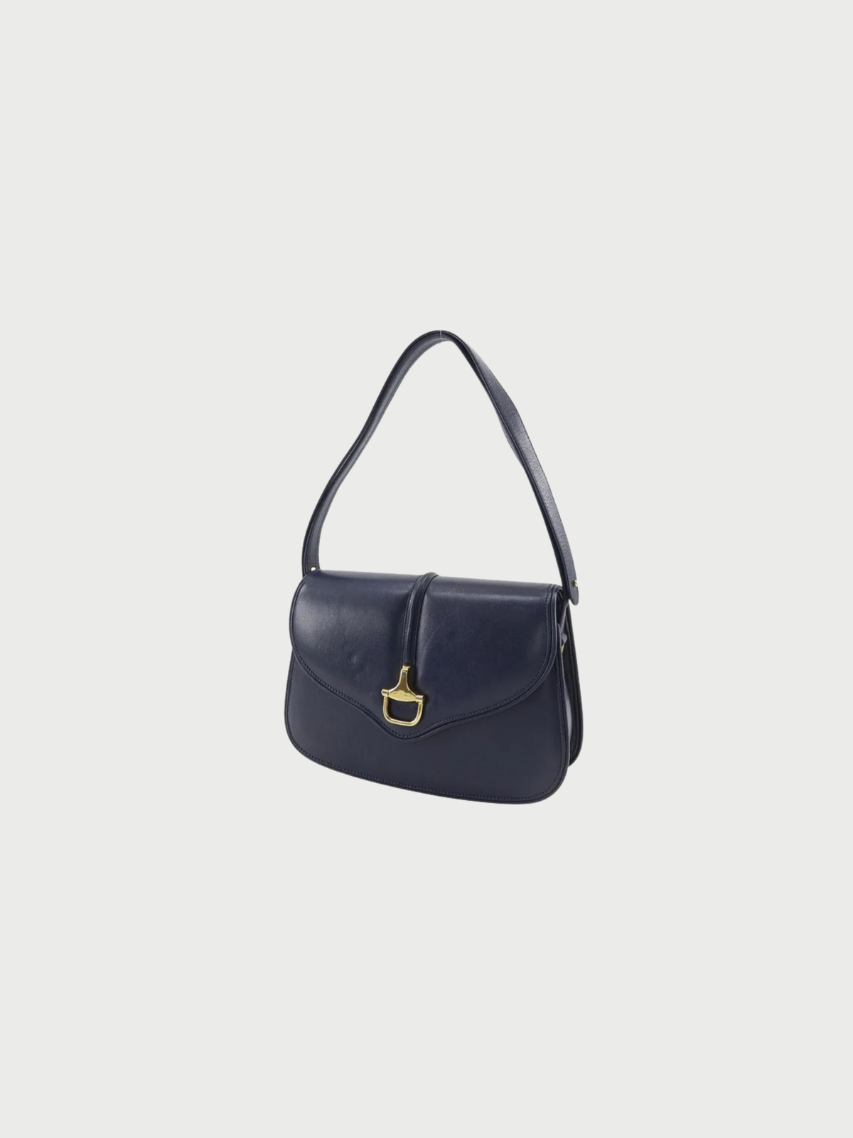 Gucci 1980s Old Gucci Navy Calfskin Shoulder Bag