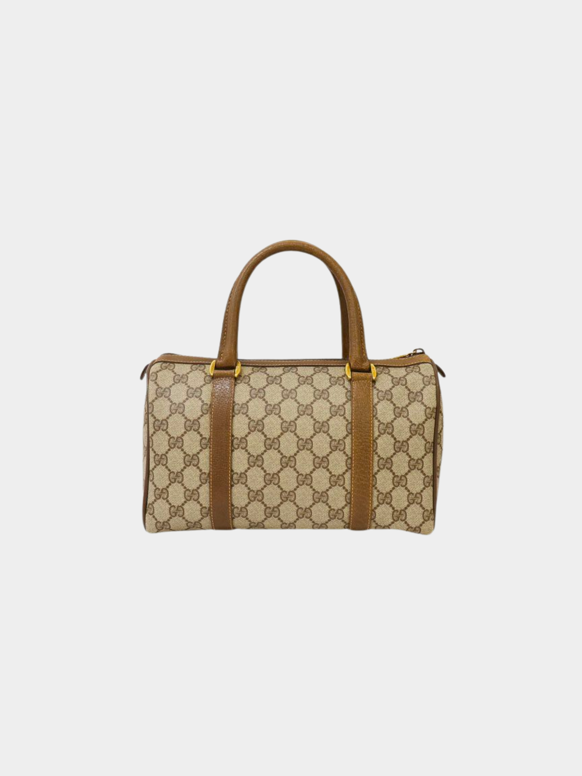Gucci 1990s Beige and Brown Sherry Line GG Boston Bag