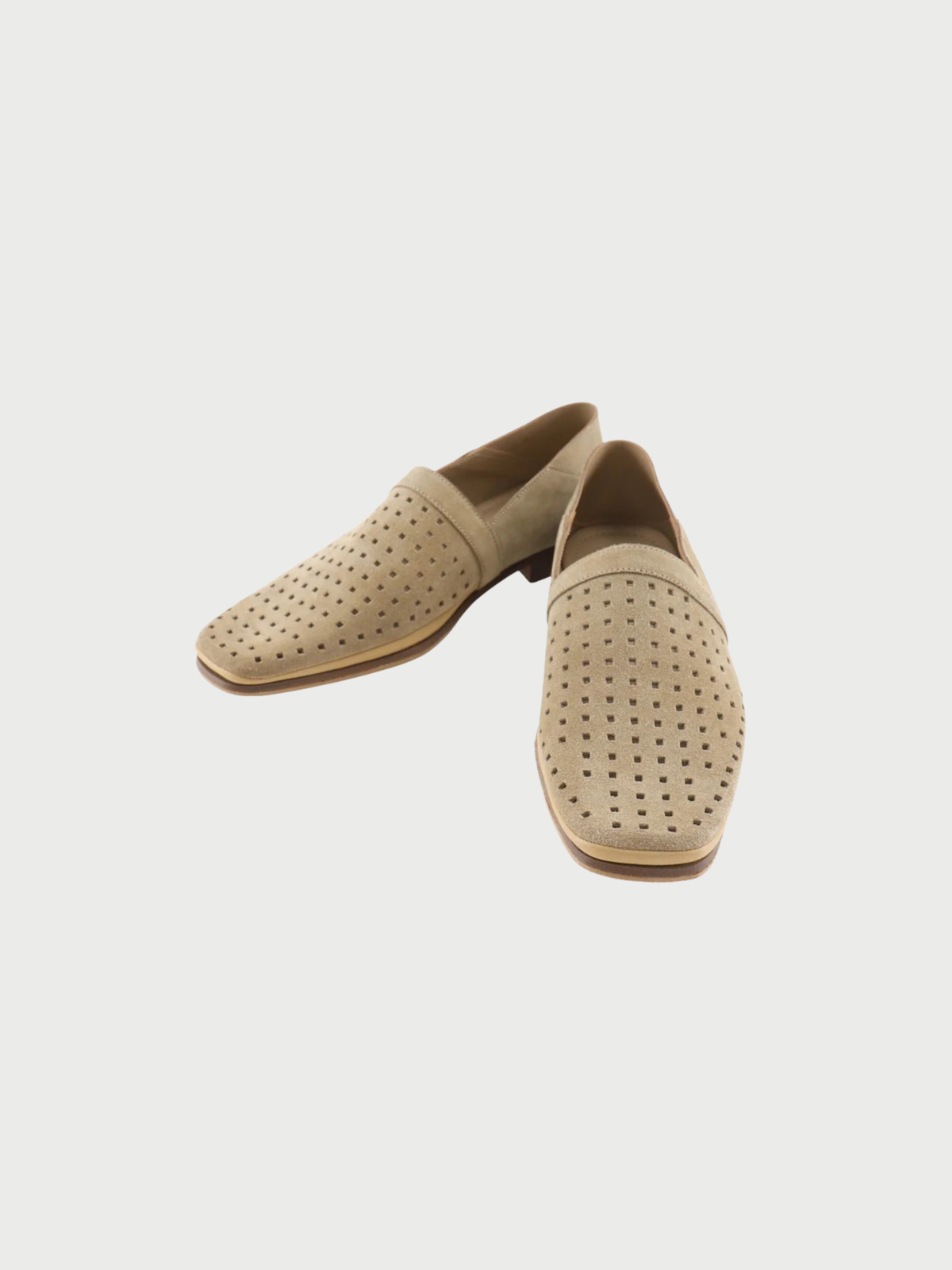 Louis Vuitton 2005 Beige Suede Punching Loafers