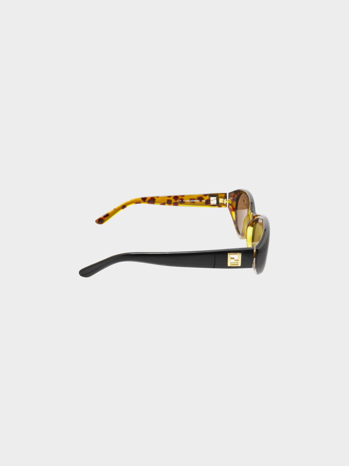 Fendi 1990s Black Leopard Oval Sunglasses