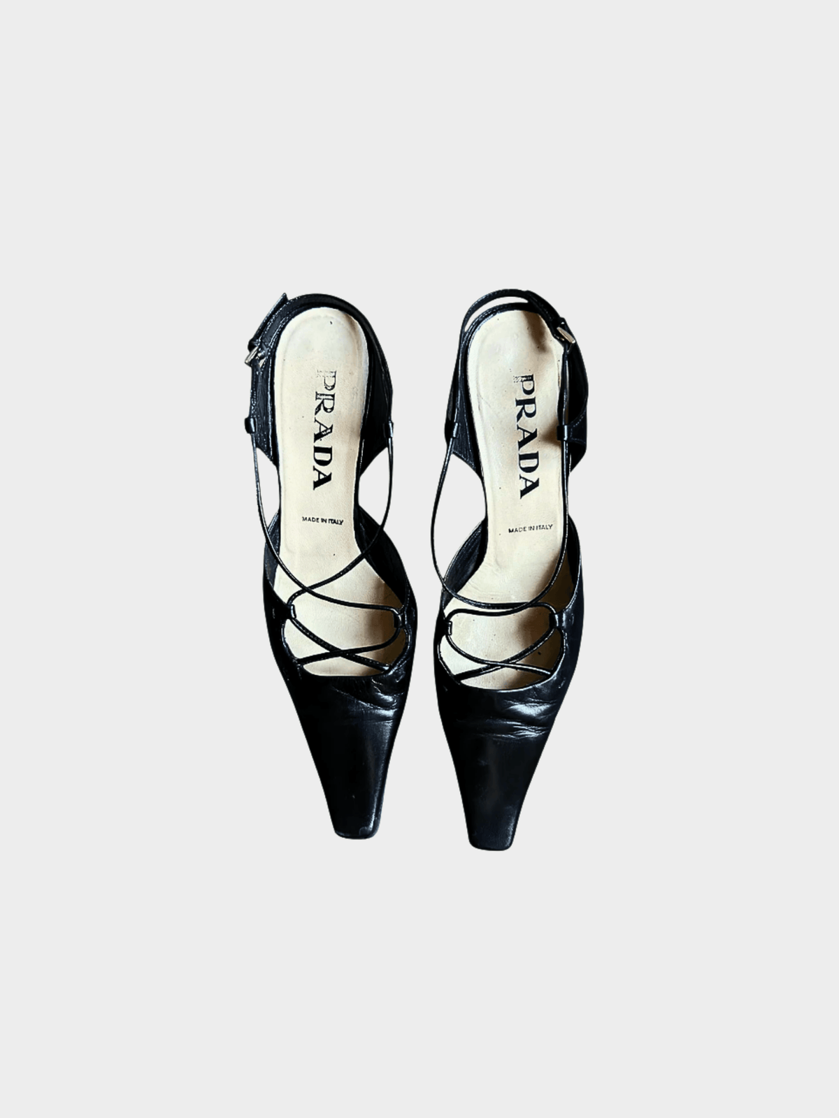 Prada 1990s Black Leather Kitten Heels