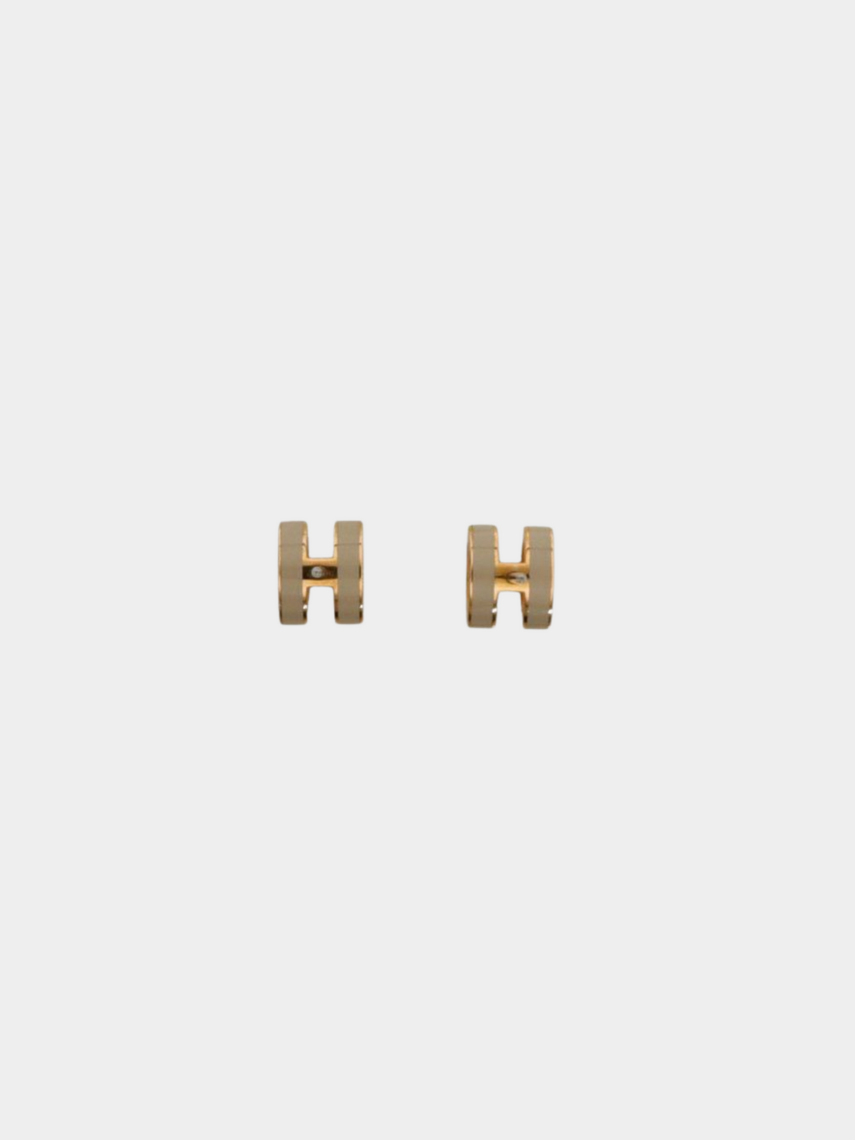 Hermès 2000s Gold Beige Mini Pop H Earrings