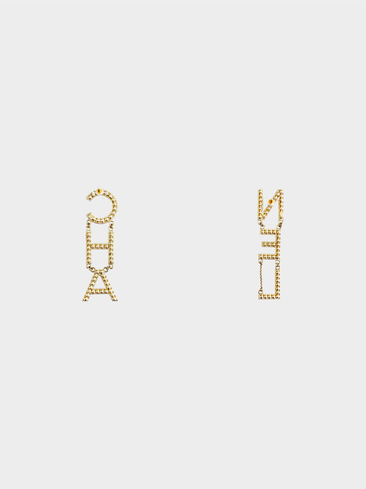 Chanel 2020 CHA-NEL Crystal Drop Earrings