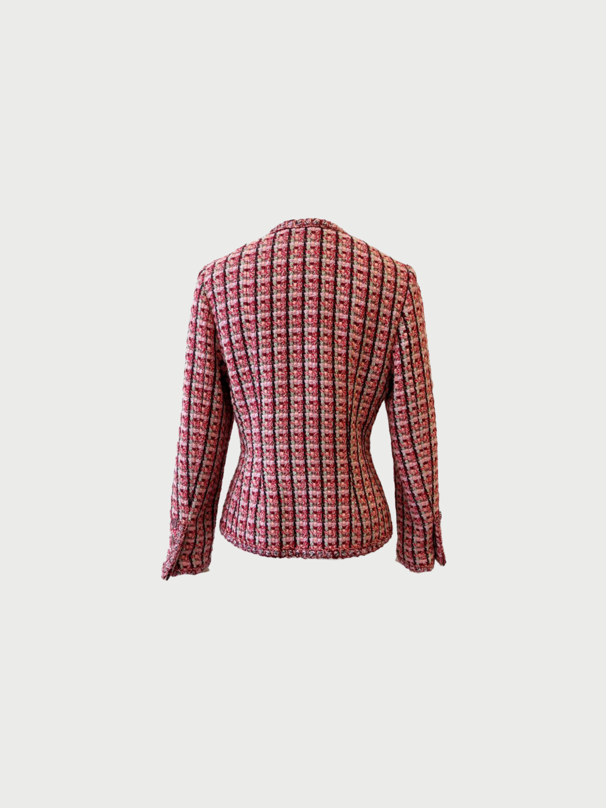 Chanel By Karl Largerfeld 2002 Pink Red Tweed Four Pocket Jacket